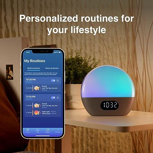 WiiM WiiM Wake-up Light, Alexa Built-in, Unlimited Sound Choices, All-in-One Sunrise Alarm Clock, Sound Machine, Sleep Routines and More - Polished Silver