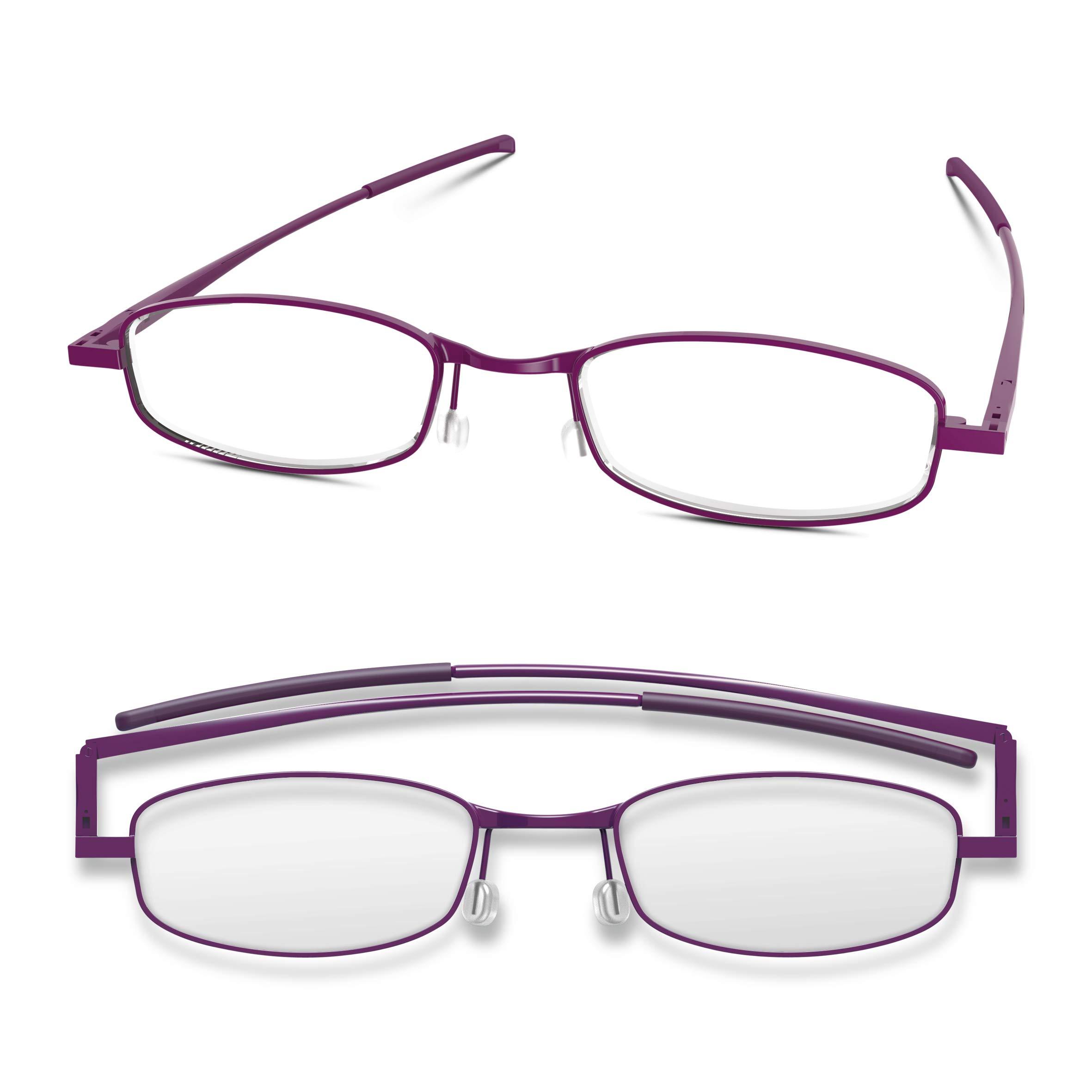 IF IF Compact Lenses Readers Slim Flat-Folding Unisex Reading Glasses - Orchid, +3.0\"