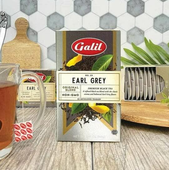 Galil Galil Earl Grey Tea – Black Tea, Certified Kosher Tea – Non-GMO Black Tea Teabags 20 Count, 60 Tea Sachets Total (Pack of 3)