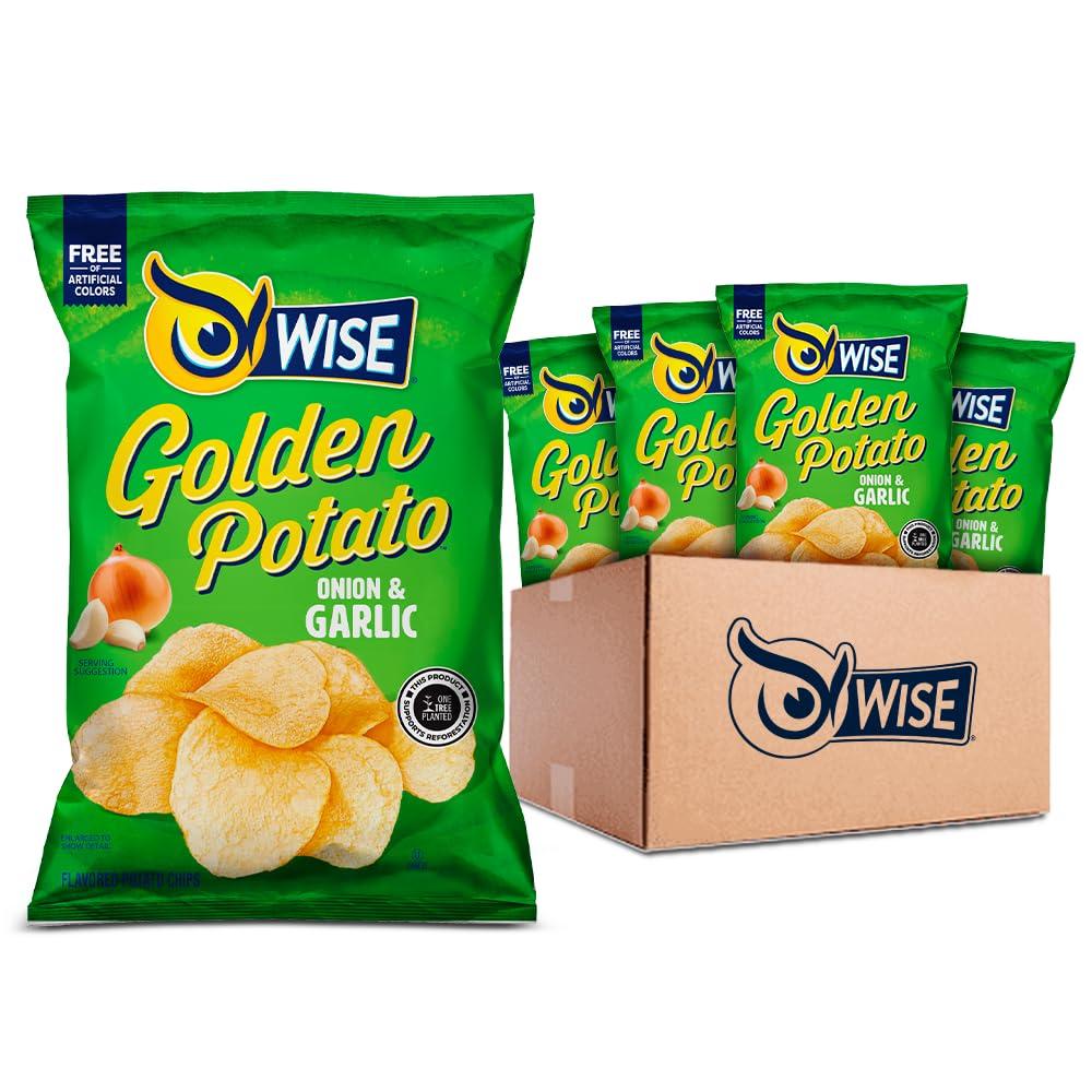 Wise Wise Snacks Onion and Garlic Potato Chips Bulk Snack for Fun and Tasty Snacking 0.75 Ounce 40 Count, Gluten Free, 0g Trans Fat, No Preservatives