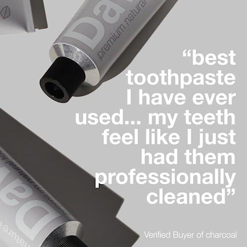 Davids Davids Charcoal Toothpaste for Enhanced Teeth Whitening, Peppermint, Antiplaque, Flouride Free, SLS Free, Enamel Safe, Toothpaste Squeezer Included, Recyclable Metal Tube, 5.25oz