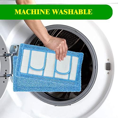 klaqian Klaqian 4 Pack Reusable Microfiber Mop Pads for Swiffer Sweeper and All 10-12 Inch Flat Mop Upgraded Wet Dry Cleaning Pads for All Hard-Floor