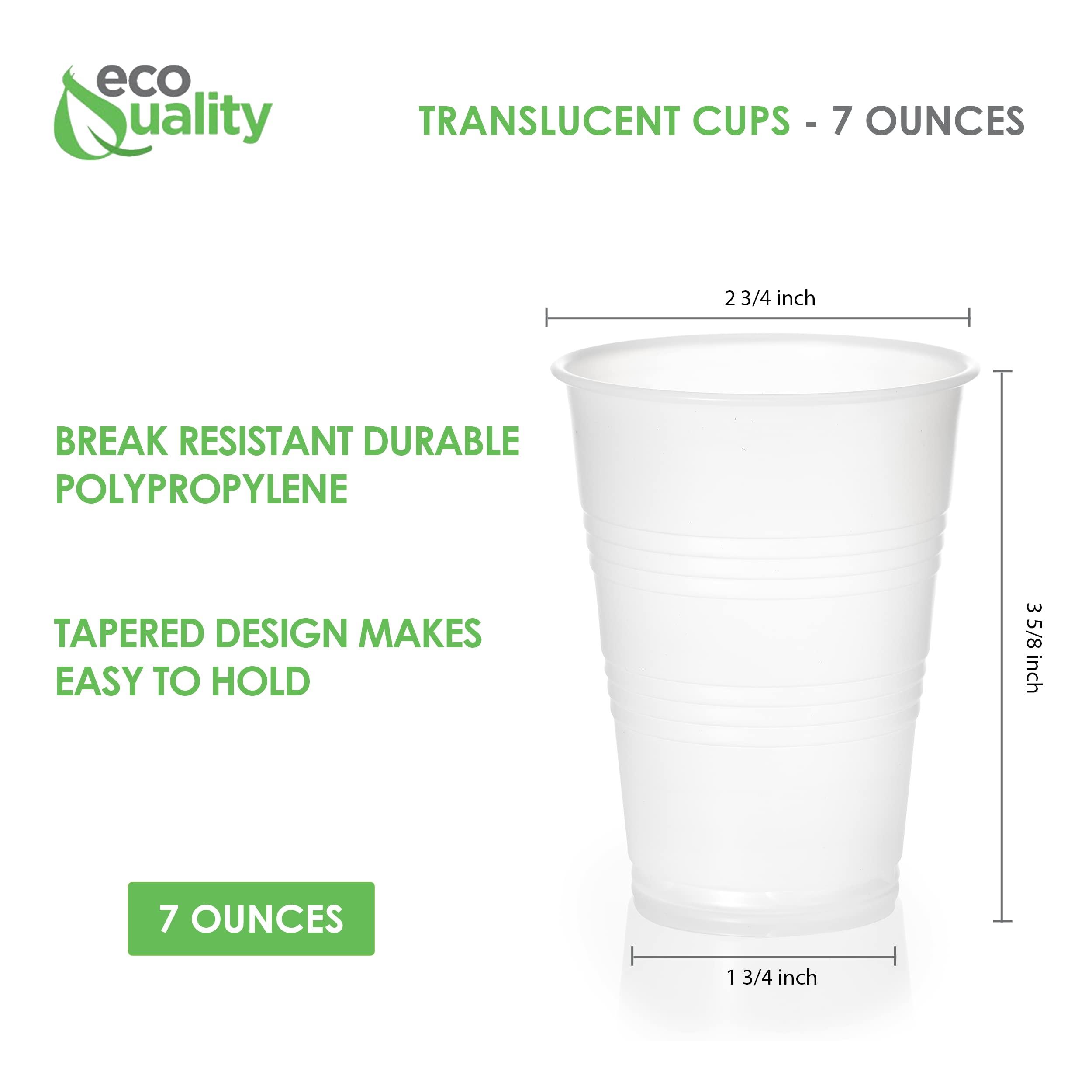 EcoQuality 7oz Translucent Plastic Cups - Disposable 7 ounce Cold Drink Party Cups - Cold Drink, Soda Cups, Party Cups, Water Cups, Drinking Cups for Home, Office, Events, Wedding, Parties and Takeout (2400)
