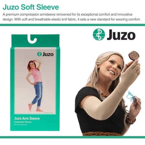 Juzo Juzo Soft Compression Arm Sleeve 30-40 mmHg, Silicone Dot Band | Compression Arm Sleeves for Men/ Women for Severe Lymphedema and Lipo-Lymphedema Treatment | Black, X-Large (V) Long