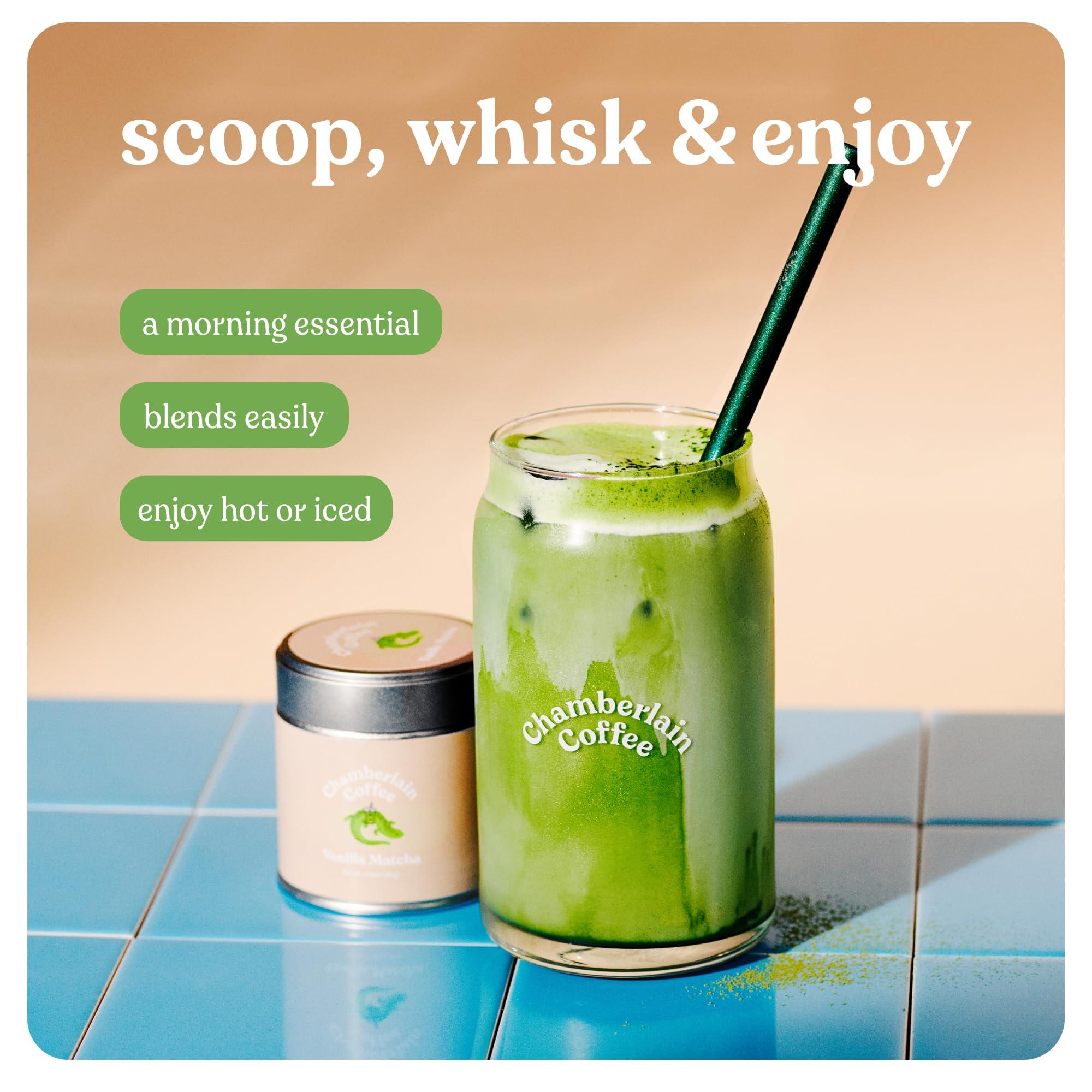 Chamberlain Coffee Chamberlain Coffee Vanilla Matcha Green Tea Powder - Madagascar Vanilla + Ceremonial Grade Matcha - Hot or Iced - Organic, Vegan & Gluten-Free Matcha Powder - 1.06 oz