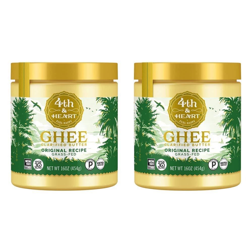 4th & Heart 4th & Heart Original Ghee Original Grass Fed Ghee Butter by , (2 x 16oz Jars), Keto, Pasture Raised, Non-GMO, Lactose and Casein Free, Certified Paleo, 32 Ounce (Pack of 2)