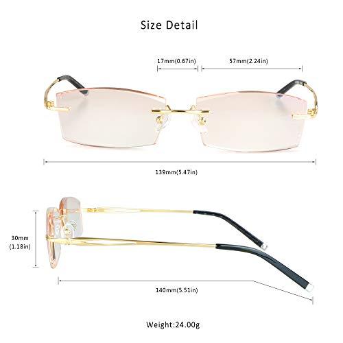 LifeArt LifeArt Blue Light Blocking Glasses, Computer Reading Glasses, Anti Blue Rays, Reduce Eyestrain, Rimless Frame Tinted Lens with diamond, Stylish for Men and Wowen (+4.00 Magnification)