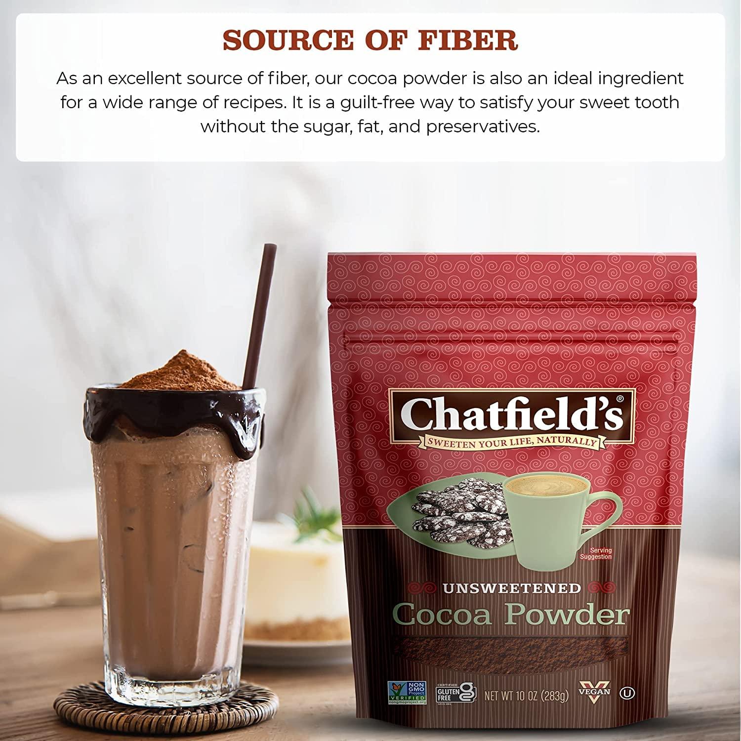 Chatfield\'s Chatfields All Natural Cocoa Powder Unsweetened 10-oz Pouch, Natural and Nutritious, Premium Quality, Sugar-Free, Gluten-Free, Vegan, Kosher, Non-GMO Verified - (3 Pack)