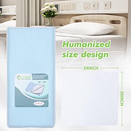 Green life universe 18 Pack Waterproof Underpads Washable Reusable Pet Training Bed Pad Soft Incontinence Adult Senior, 30\" x 34\"