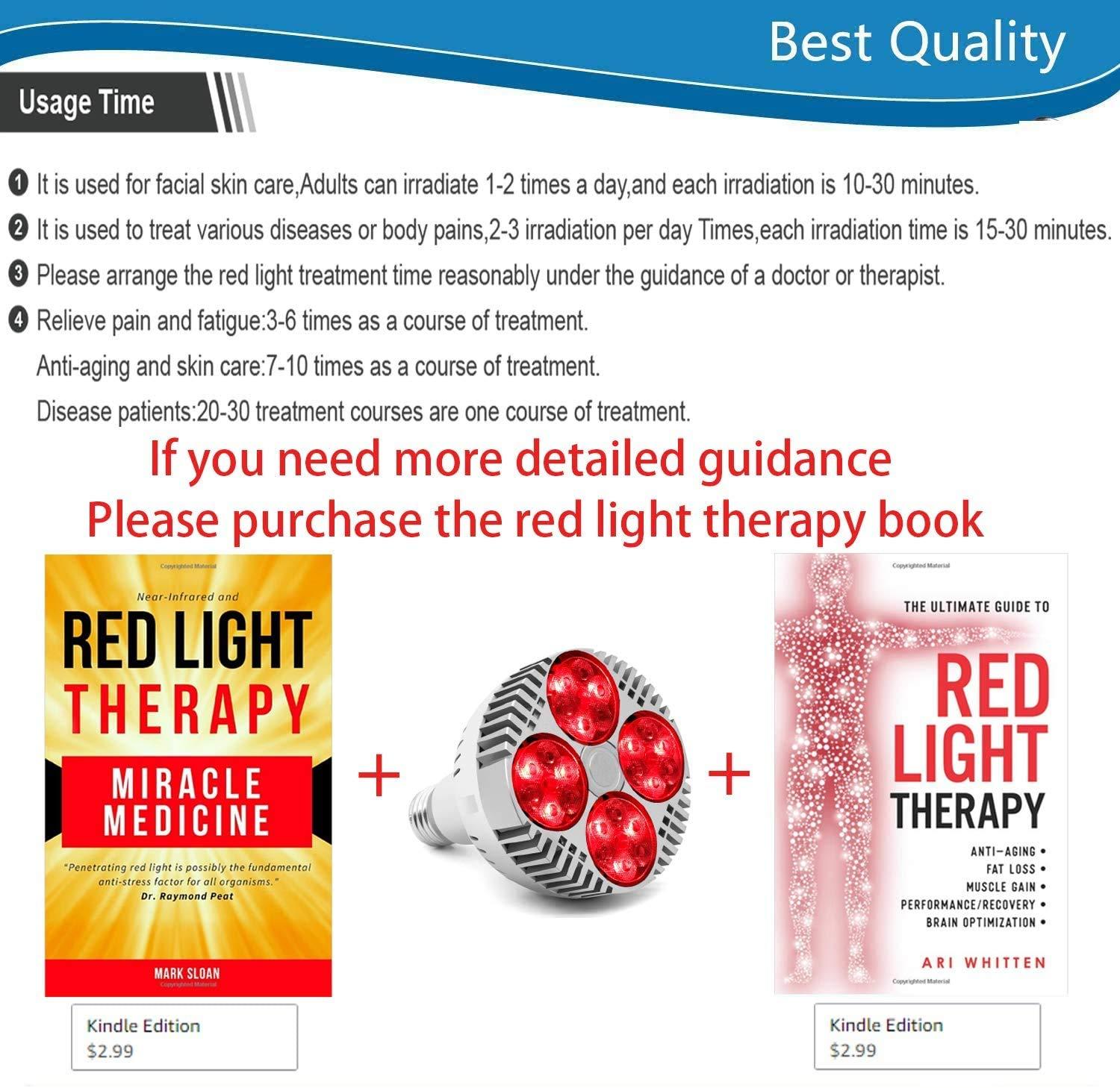 PDGROW Red Light Therapy Lamp with Socket,PDGROW 48W 24 LED Deep Red Light Therapy Bulb Heat Device, 670 Nanometer Red & Near Infrared Lights 850nm