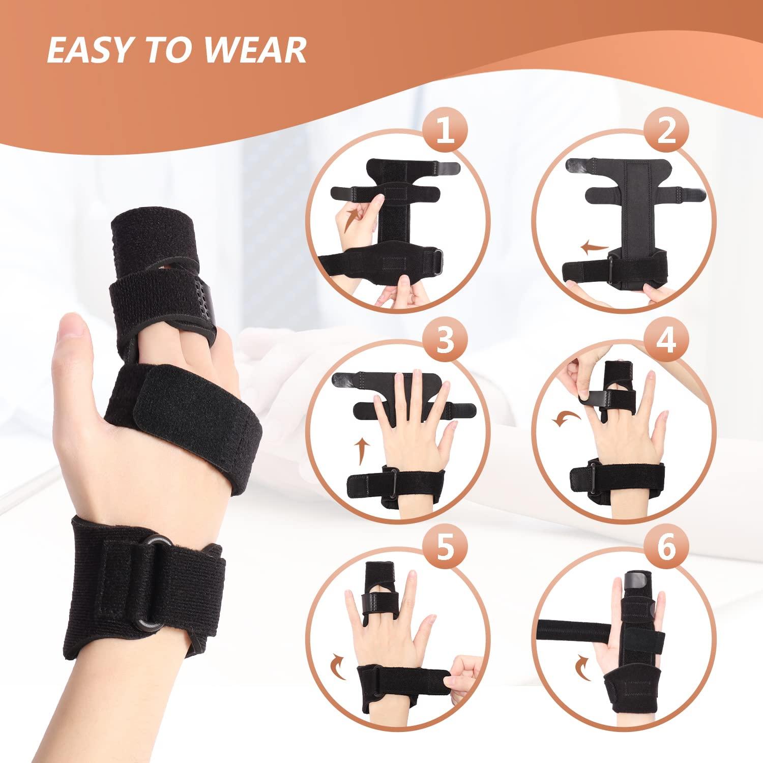 Scurnhau Scurnhau Trigger Finger Splint Finger Brace for 2 Fingers Reversible Finger Splints for Mallet Finger Broken Finger Arthritis Metacarpal Fracture Hand Brace with Finger Support Joints Immobilizer-S/M
