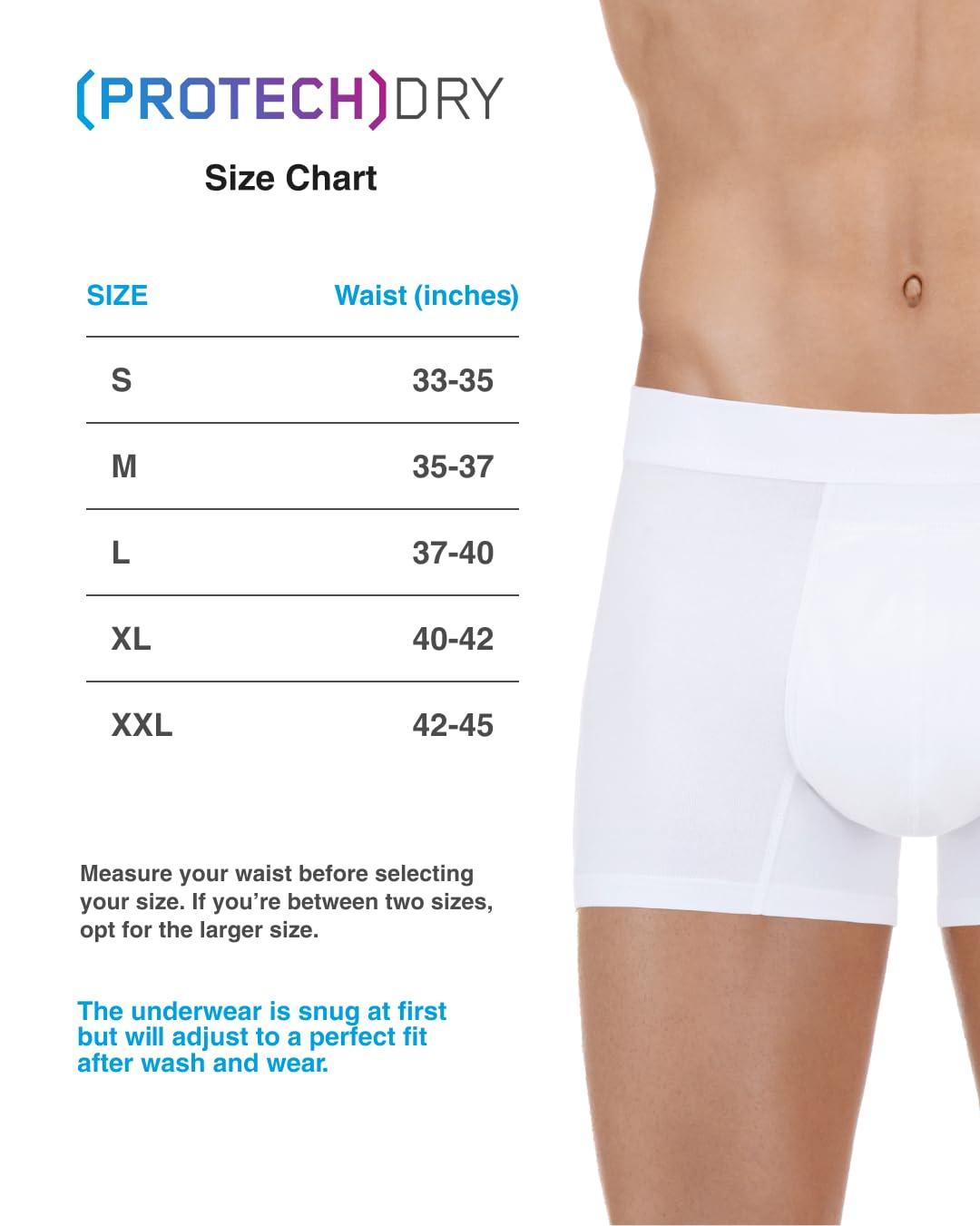 PROTECHDRY PROTECHDRY - Washable & Reusable Urinary Incontinence Cotton Boxer Brief Underwear for Men, White Medium