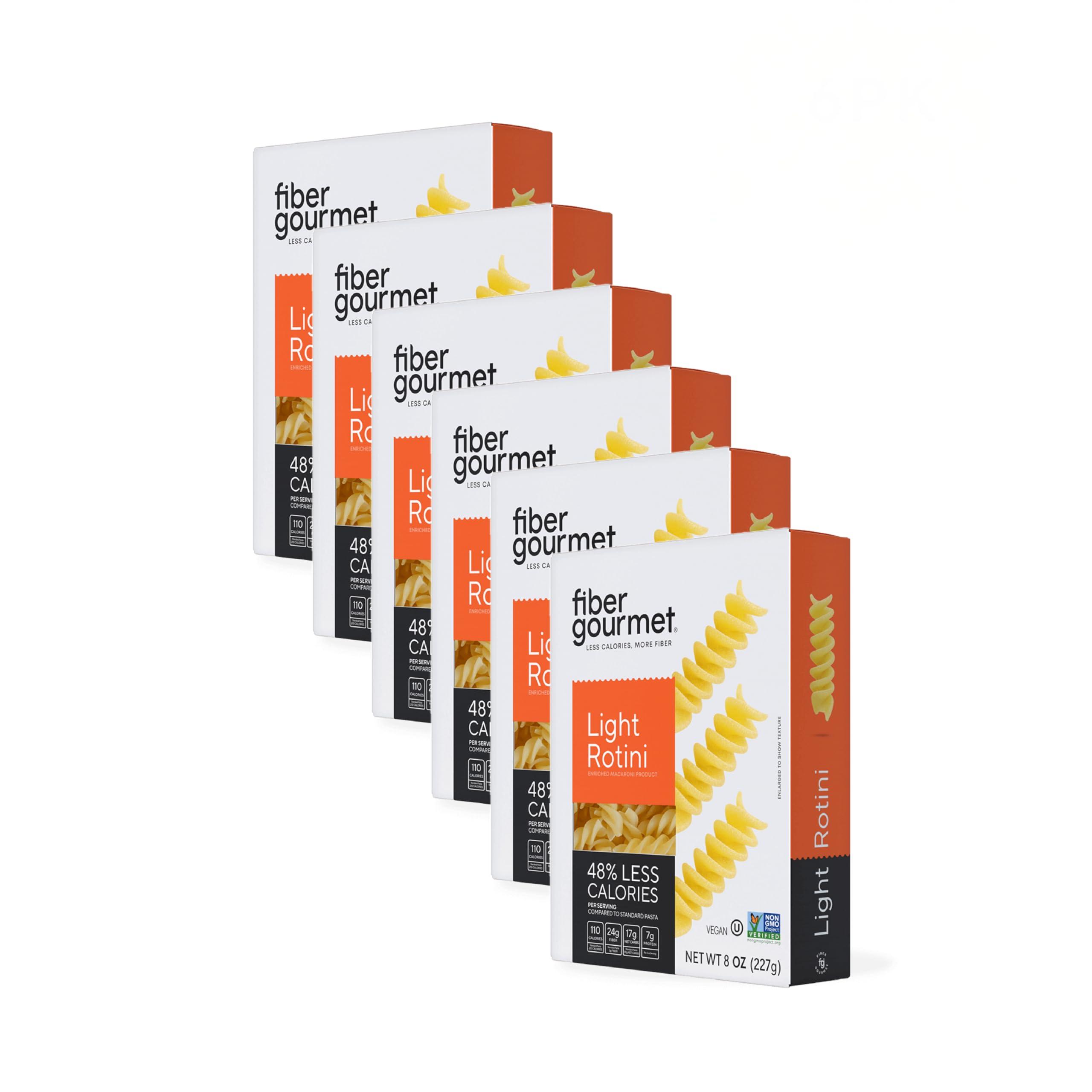 Fiber Gourmet Fiber Gourmet Pasta Light Rotini Pasta Low Net Carb, Fiber-Rich, Low Calorie, Healthy Pasta Made in Italy, Kosher, Vegan, Non-GMO 8 Oz, Pack of 6