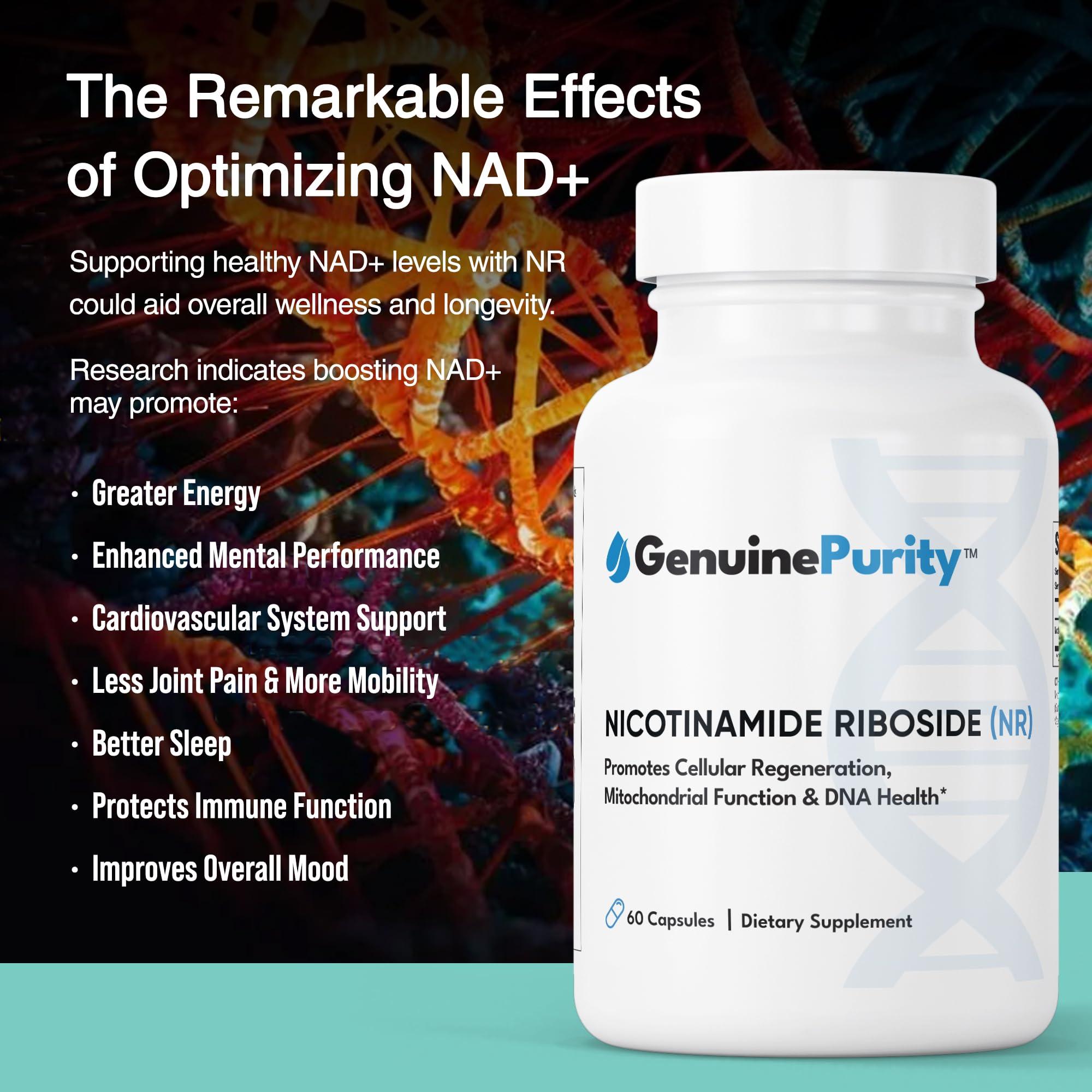 GenuinePurity GenuinePurity Liposomal NR 300mg Nicotinamide Riboside Supplement | Advanced NAD Boost for Cellular Energy and Mitochondrial Function | Gluten Free, Vegan, USA Made, Non-GMO | 60 Capsules