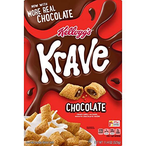KRAVE Kelloggs Krave Breakfast Cereal, 7 Vitamins and Minerals, Kids Snacks, Chocolate, 11.4oz Box (1 Box)