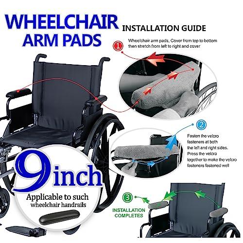 TOMMHANES AMISGUOER Wheelchair Armrest Pads 9 Inch Wheelchair Pads Memory Foam Wheelchair Armrest Pads Wheelchair Arm Pads Washable (WAP9-19N)
