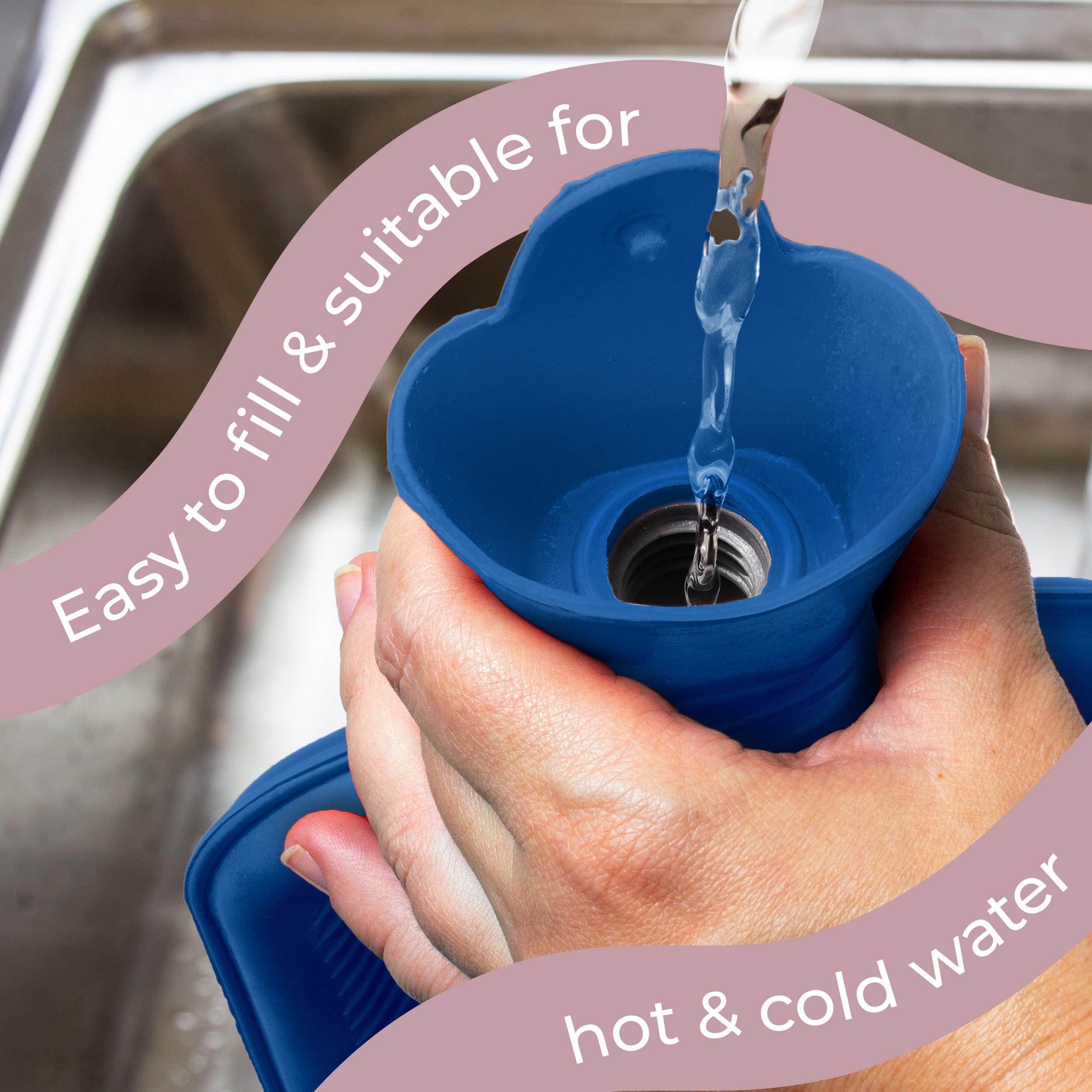 volila XXX-Large Hot Water Bottle with Cover - 3.5L Blue Hot Water Bag for Pain Relief - 118Fl Oz Extra Large Washable Soft Faux Fur, Big Hot Water Pack for Sore Muscles, Period Cramps, Hot and Cold Compress
