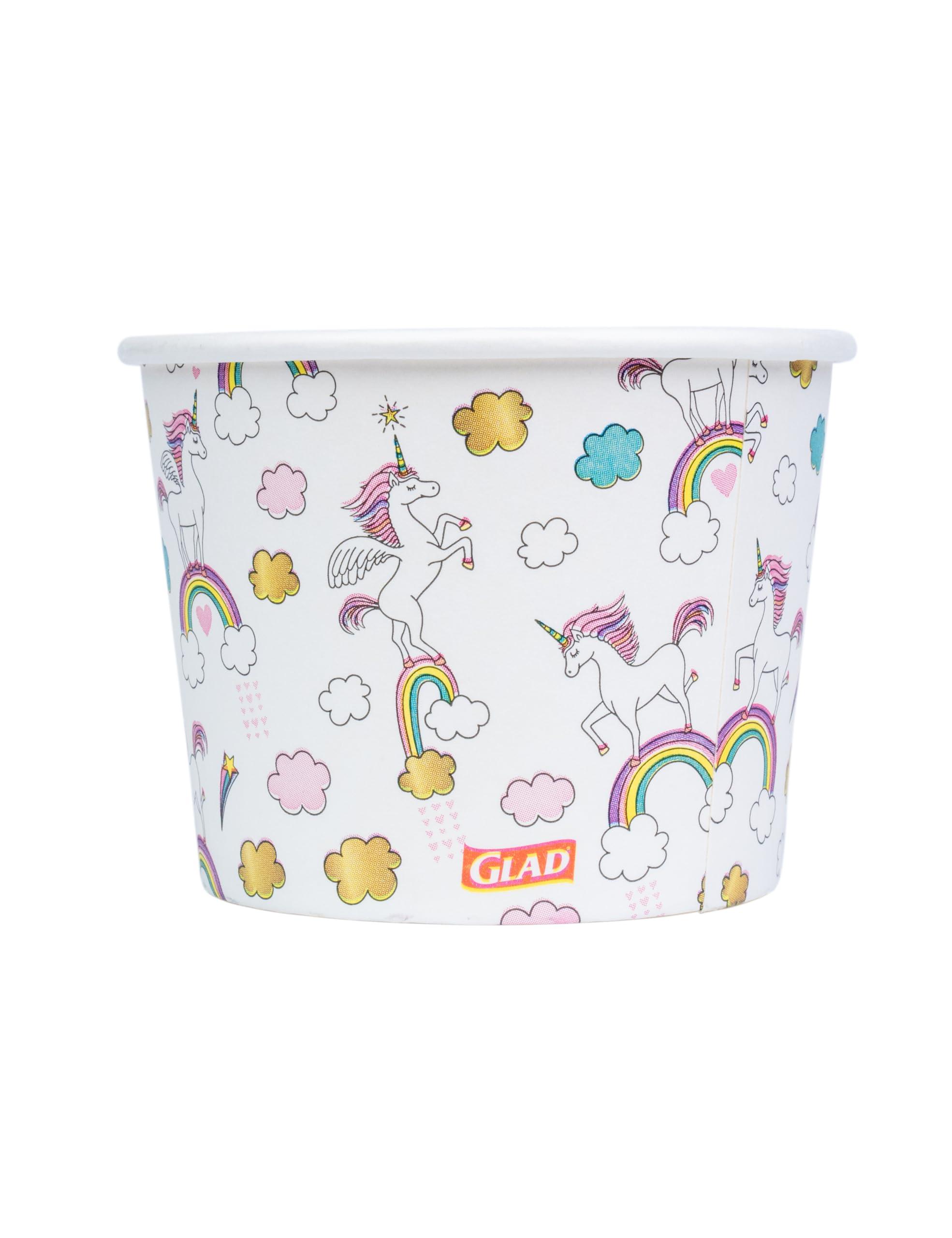 Glad Glad for Kids Unicorn Paper Snack Bowls, 20 Count, Lids Not Included - Disposable Snack Bowls with Unicorn Design for Kids Heavy Duty Disposable Paper Bowls for Everyday Use, 12 Ounces