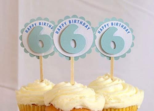 All About Details All About Details Shimmer Light Blue 6th Birthday Cupcake Toppers, Set of 12