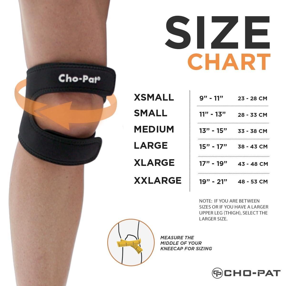 Cho-Pat Cho-Pat Dual Action Double-Layer Adjustable Knee Strap, Pain Relief for Chondromalacia, Osgood Schlatters, Tendonitis, and Meniscus Tears, Large, 1 Pair