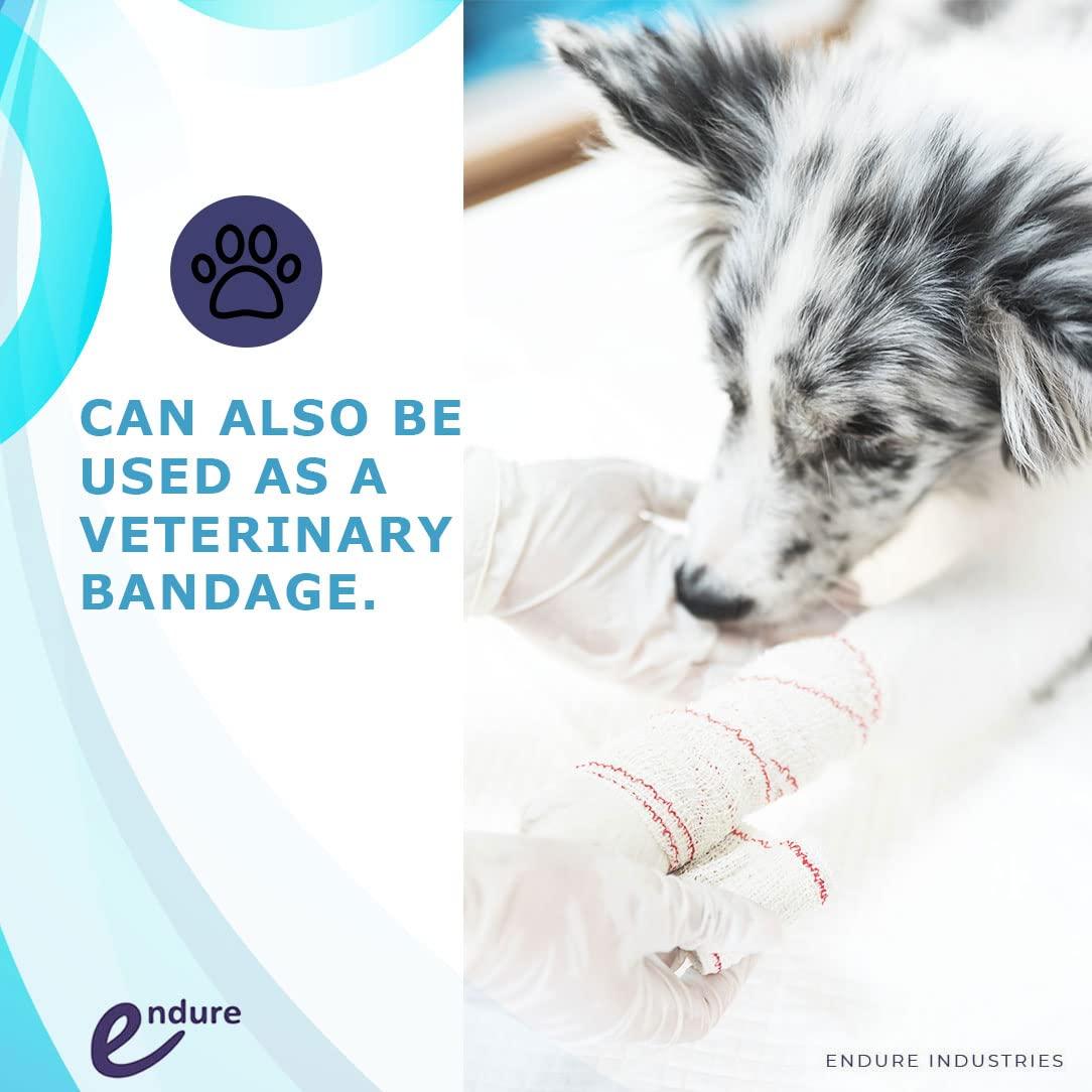 Endure Industries Endure Crepe Cotton Bandage, Elastic Bandage, Pack of 6, Durable Compression Stretched Bandage with Hook and Clips Closure (2 Inches Width x 5 Yards Length)