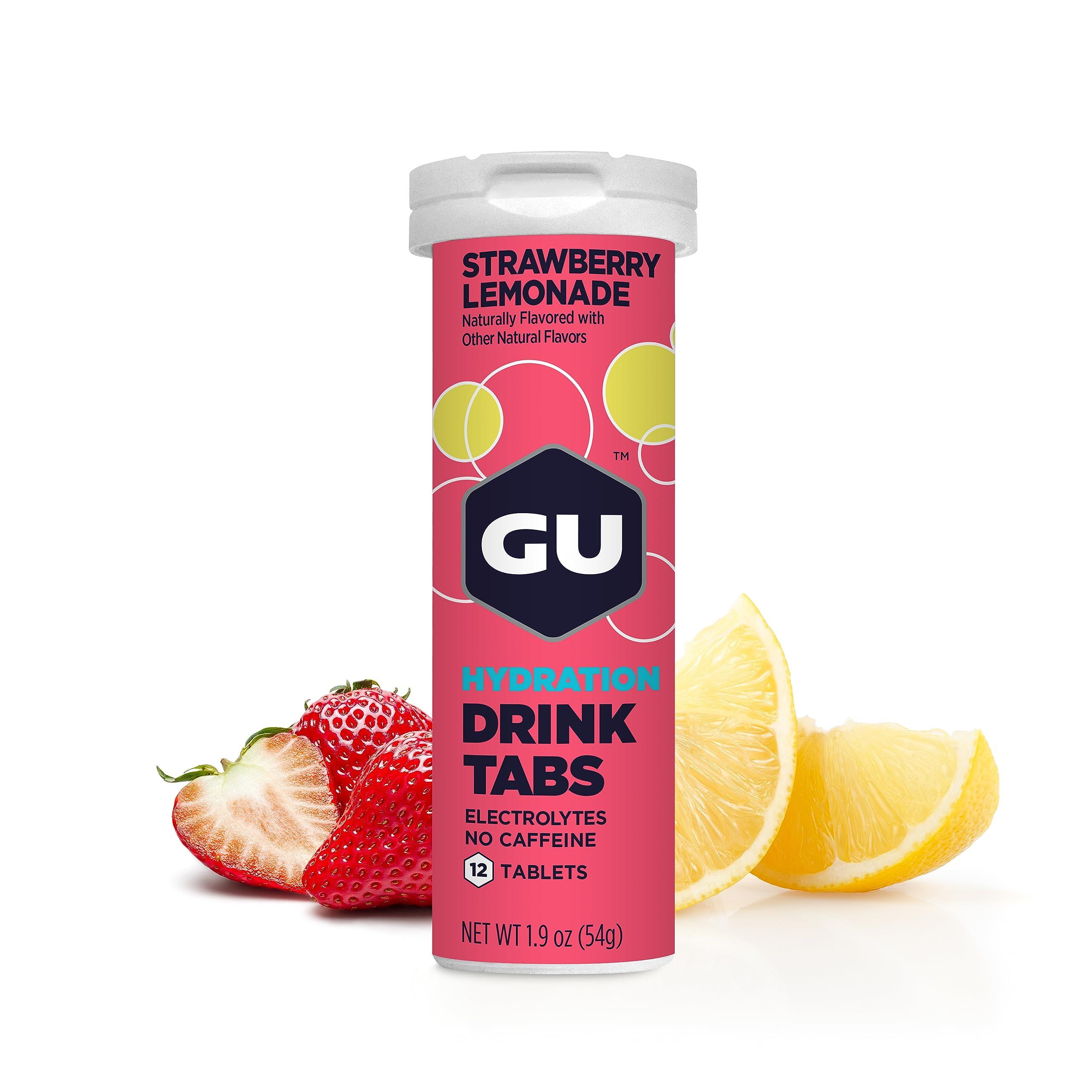 GU Energy GU Energy Hydration Electrolyte Drink Tablets, Vegan, Gluten Free & Caffeine Free, Enhanced Endurance Sports Drink for Running, Cycling, Triathlon, 8-Count (96 Servings), Strawberry Lemonade