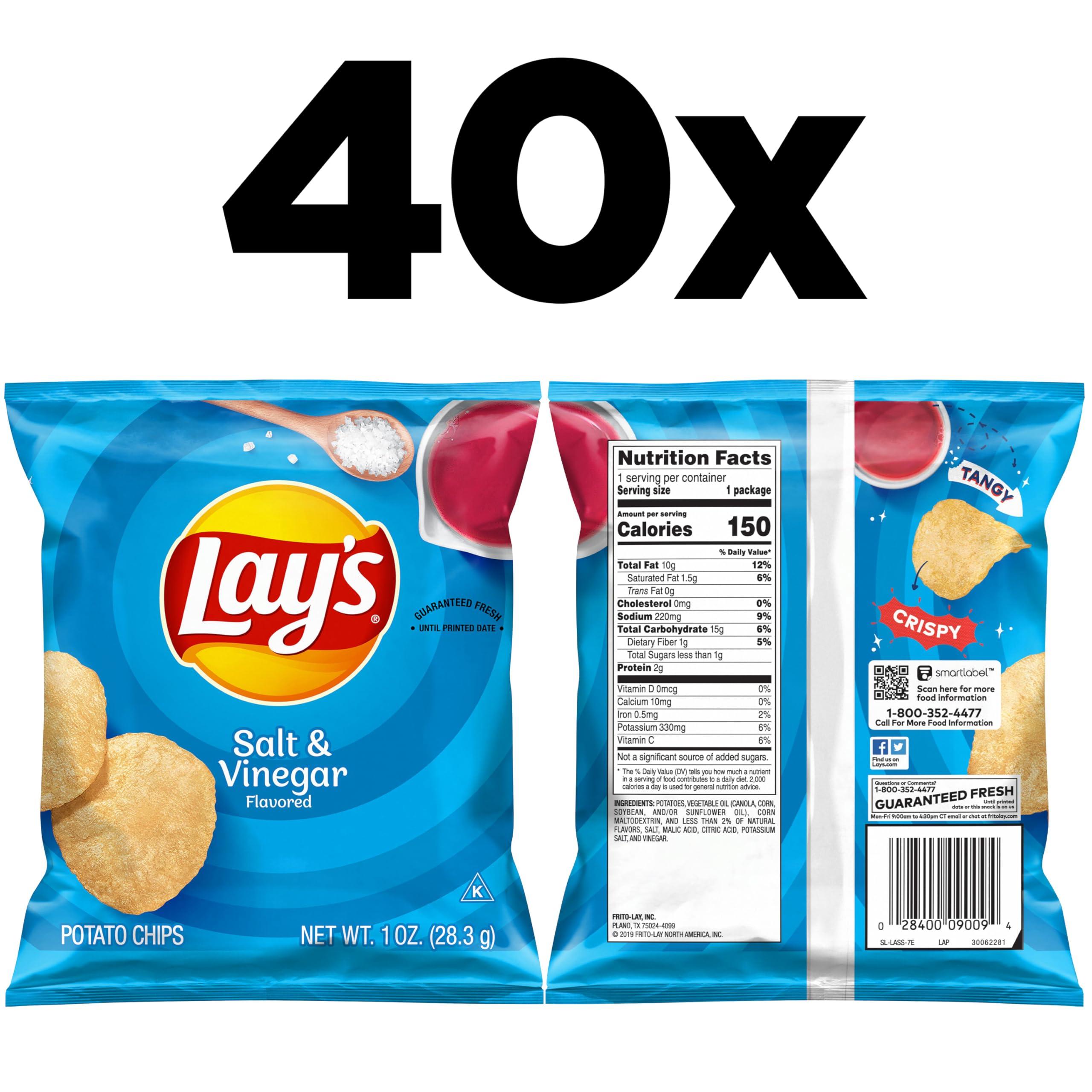 Lay's Lay\'s Salt & Vinegar Flavored Potato Chips, (40 Count)
