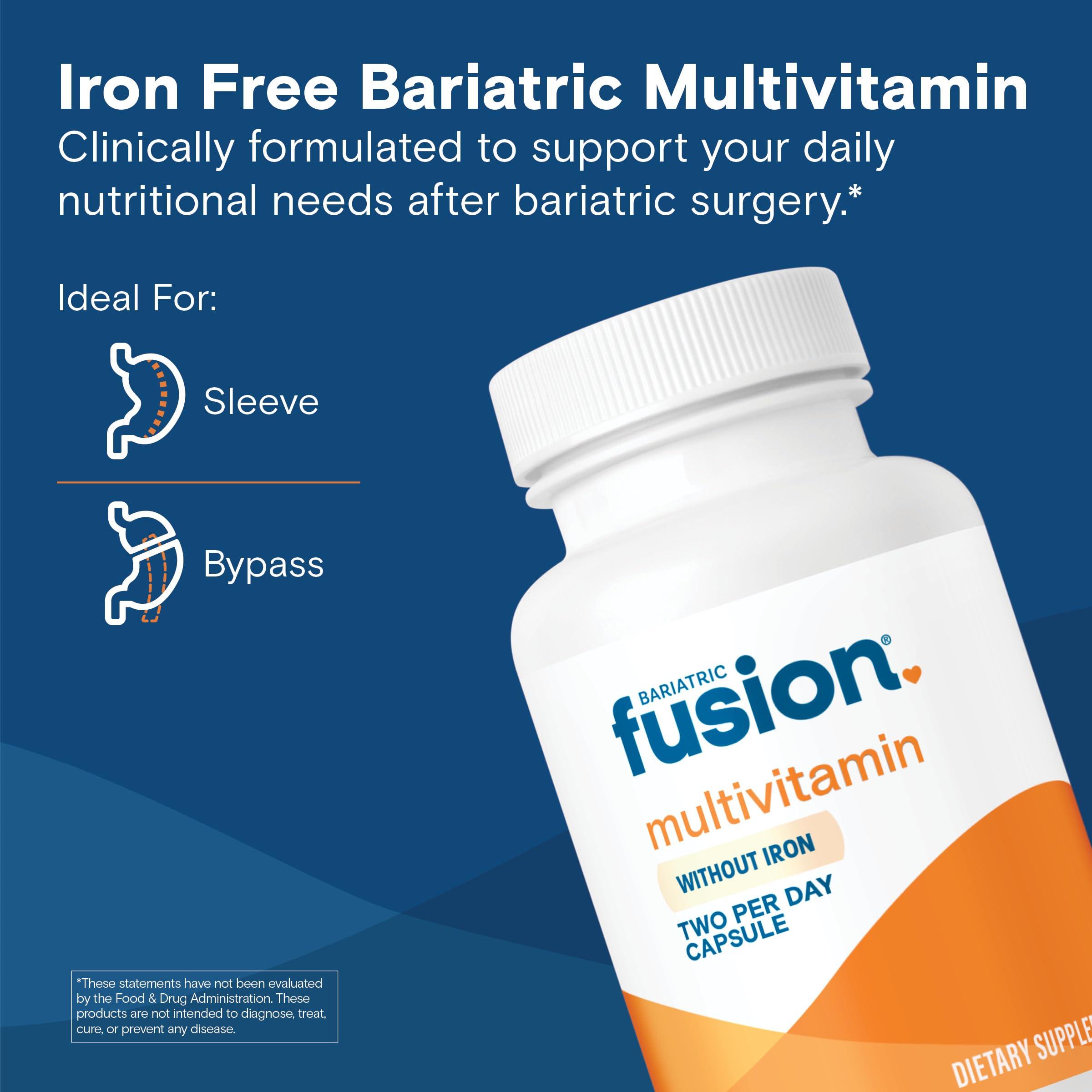 Bariatric Fusion Bariatric Fusion Bariatric Multivitamin without Iron | Post Bariatric Surgery Patients | Iron Free Bariatric Vitamin for Gastric Bypass and Sleeve Gastrectomy | 60 Capsules | 1 Month Supply