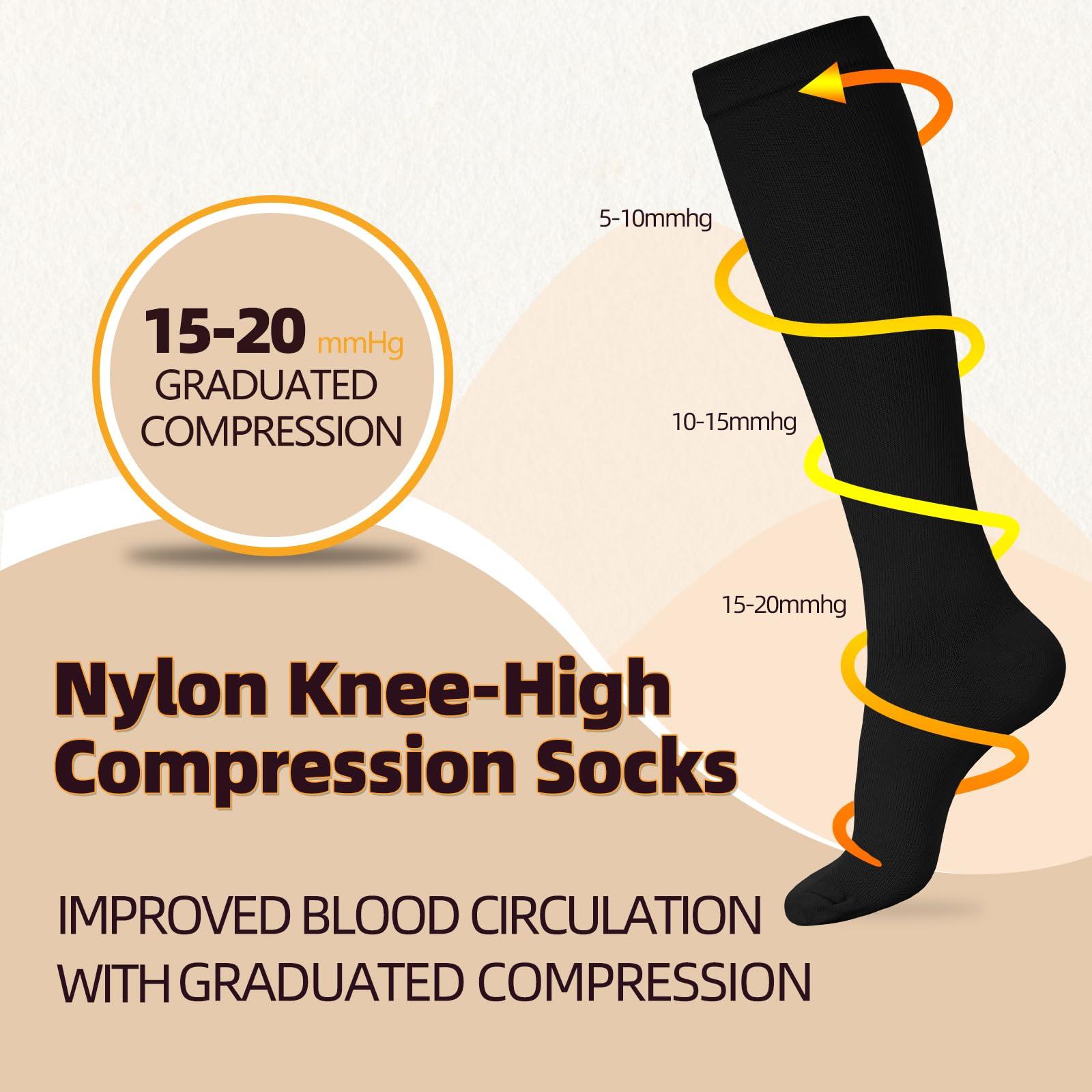 Wegitcs Wegitcs 2 Pairs Zipper Compression Socks for Women & Men, 15-20 mmHg Closed Toe Compression Stocking with Zipper, Suit for Nurses, Running, Athletic(Multi,L/XL)