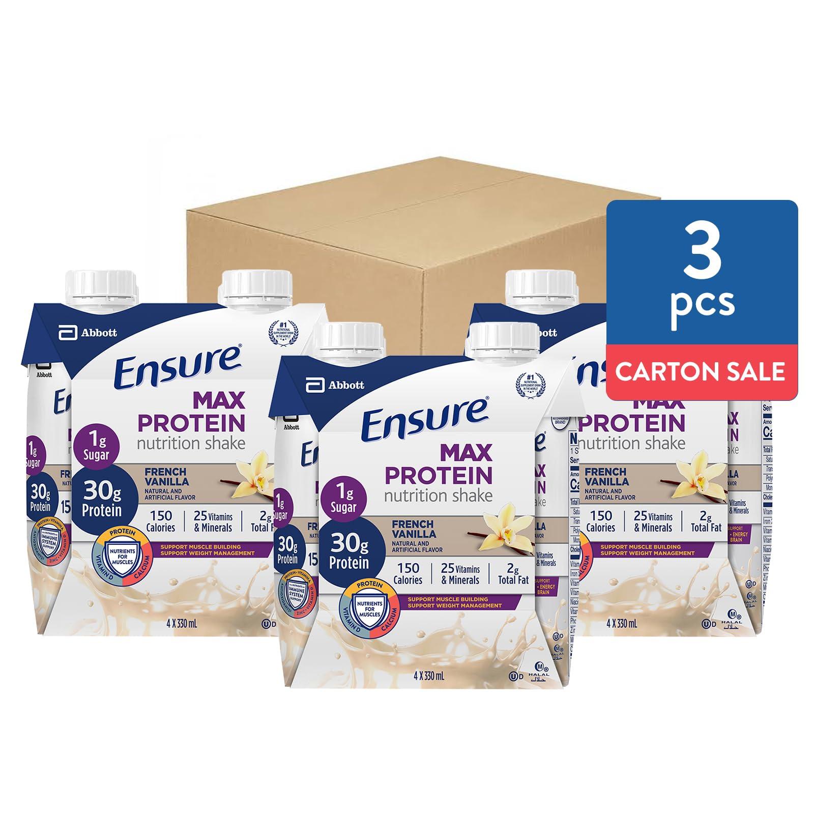 Juven Juven Therapeutic Nutrition Drink Mix Powder for Wound Healing, 30 Count + Ensure Max Protein Nutrition Shake, French Vanilla, 12 Pack