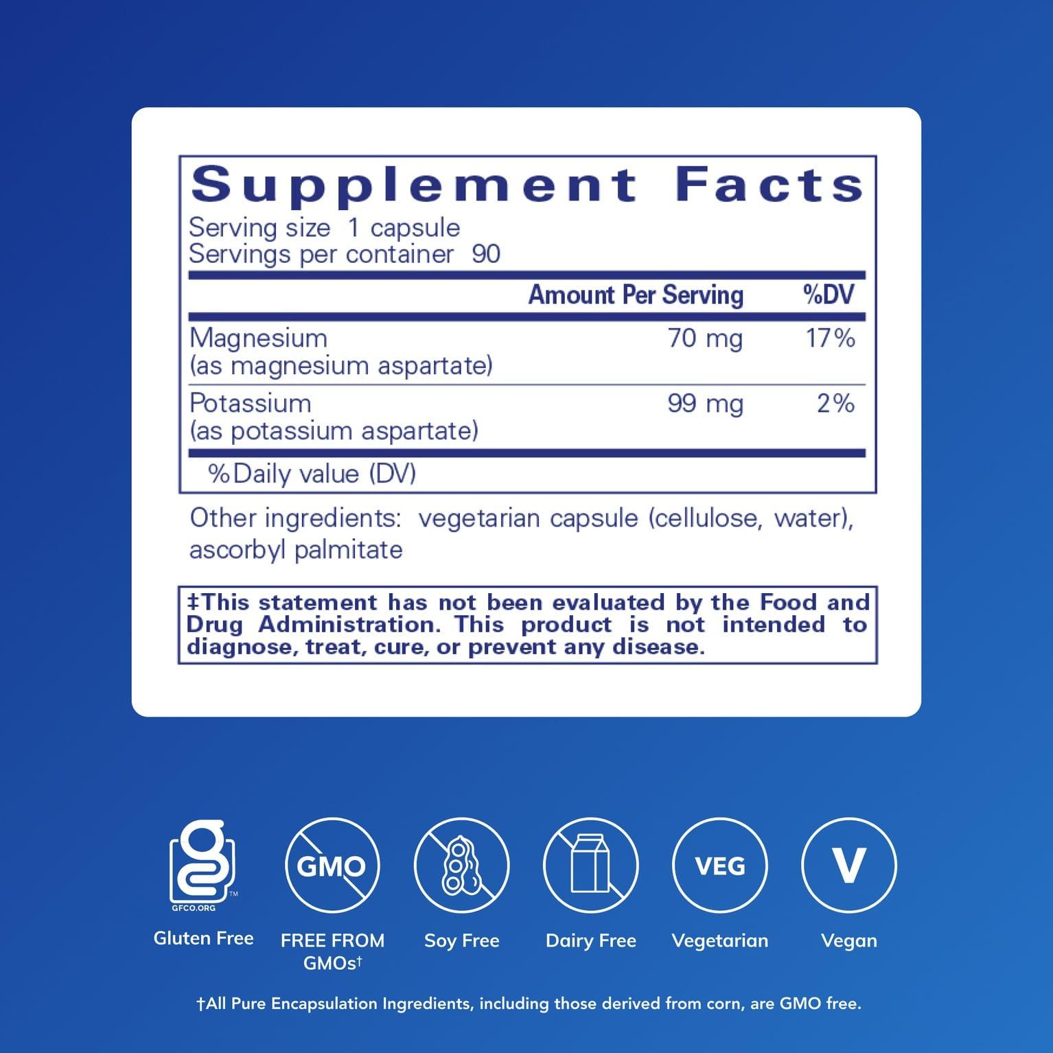 Pure Encapsulations Pure Encapsulations Potassium Magnesium (Aspartate) | Supplement to Support Heart, Muscular, Bone, and Nerve Health* | 90 Capsules