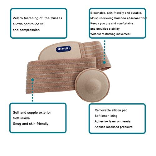 HEERTEEAJ HEERTEEAJ Umbilical Hernia Belt | Abdominal Hernia Belt for Men & Women | Belly Button Umbilical Hernia Binder w/ 1 Hernia Compression Pads | Ventral, Epigastric & Post Surgery Support Belts