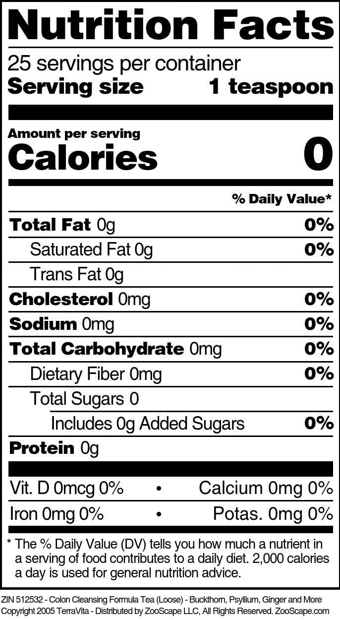 TERRAVITA Cascara Sagrada, Ginger, Licorice, and More Formula Tea (Loose) (4 oz, ZIN: 512532) - 2 Pack