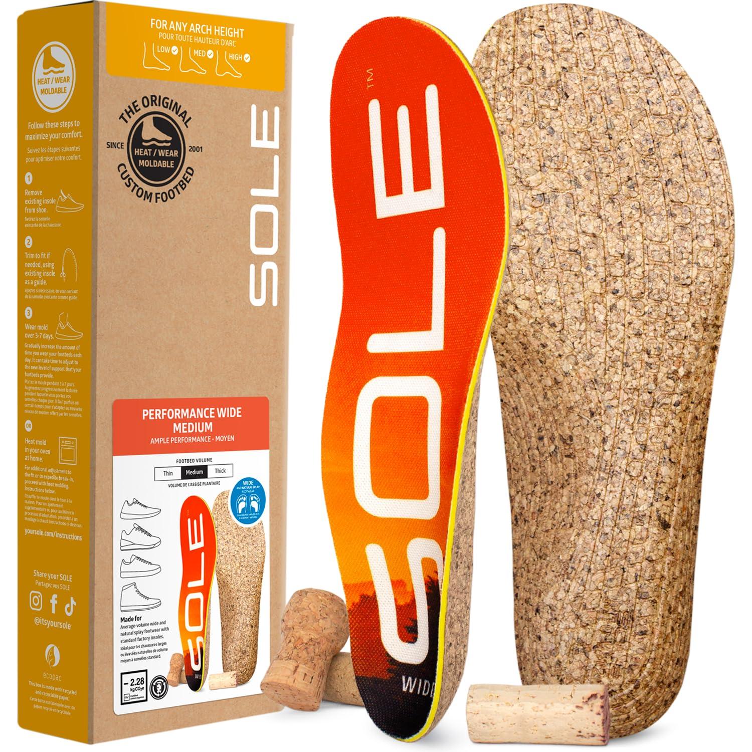 SOLE SOLE Performance Medium Wide Plantar Fasciitis Insoles, Men & Women - Arch Support Inserts for Foot Health and Heel Pain Relief, Orthotic Shoe Inserts Men & Women