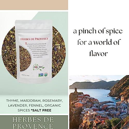 The Spice Hut Spice Hut - Organic Herbes De Provence Seasoning Mix with Lavender, Salt Free, Authentic Provencal Blend- French Herbs de Provence Spice for Cooking Roasted Chicken, Vegetables, Soup / All-Natural, Kosher, Vegan, Gluten Free, Keto -No MSG- 1oz Pack