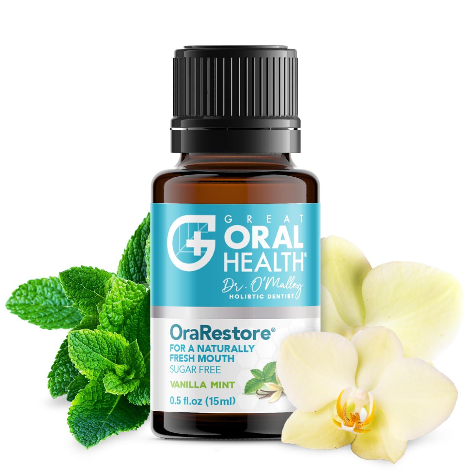 Great Oral Health Advanced Bad Breath Treatment Duo The Oral Probiotics Tablet & OraRestore Natural Mouth & Tooth Concentrated Oil Dentist Formulated Mint Flavor