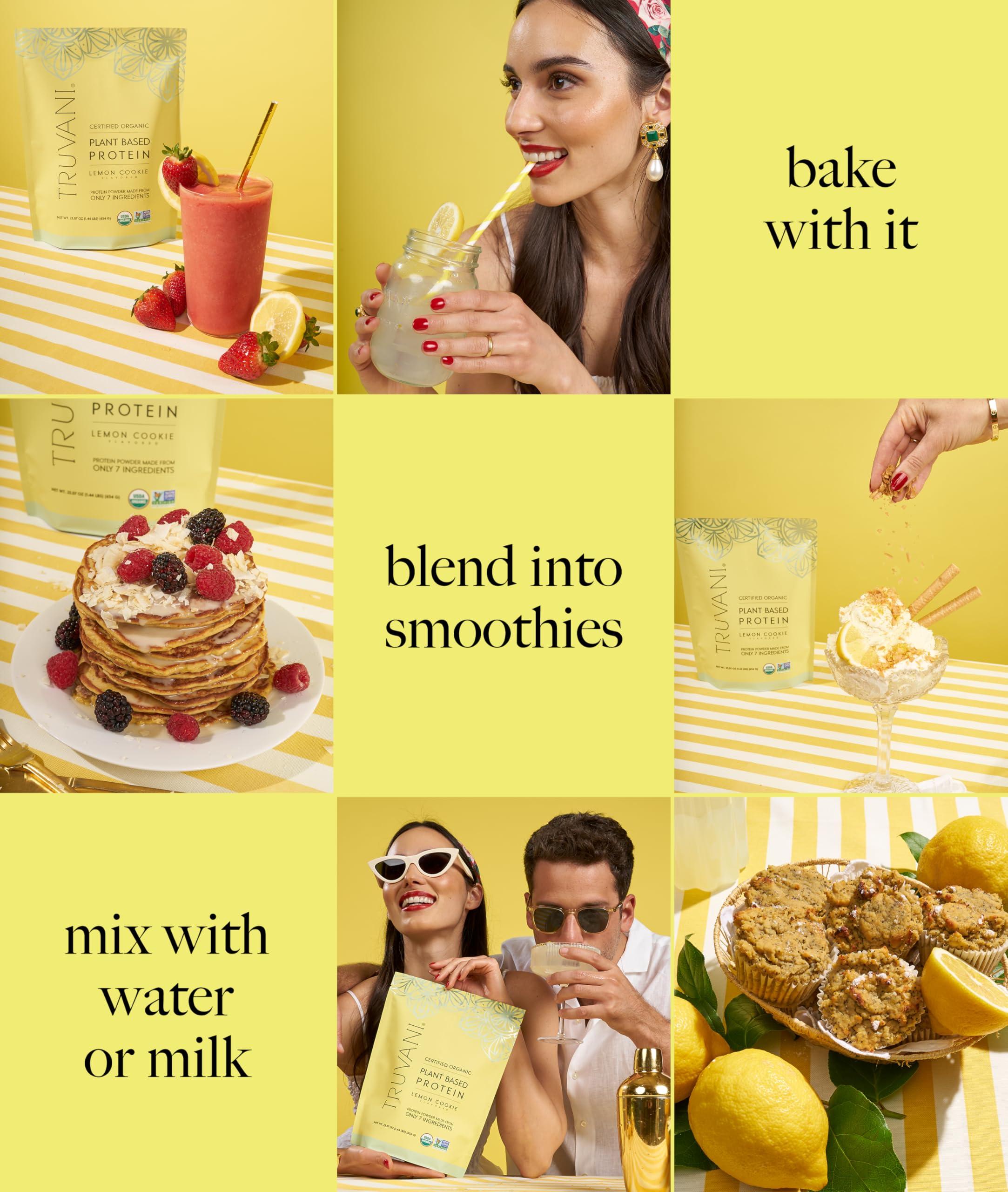 Truvani Truvani Vegan Pea Protein Powder | Lemon Cookie | 20g Organic Plant Based Protein | 20 Servings | Keto | Gluten & Dairy Free | Low Carb | No Added Sugar