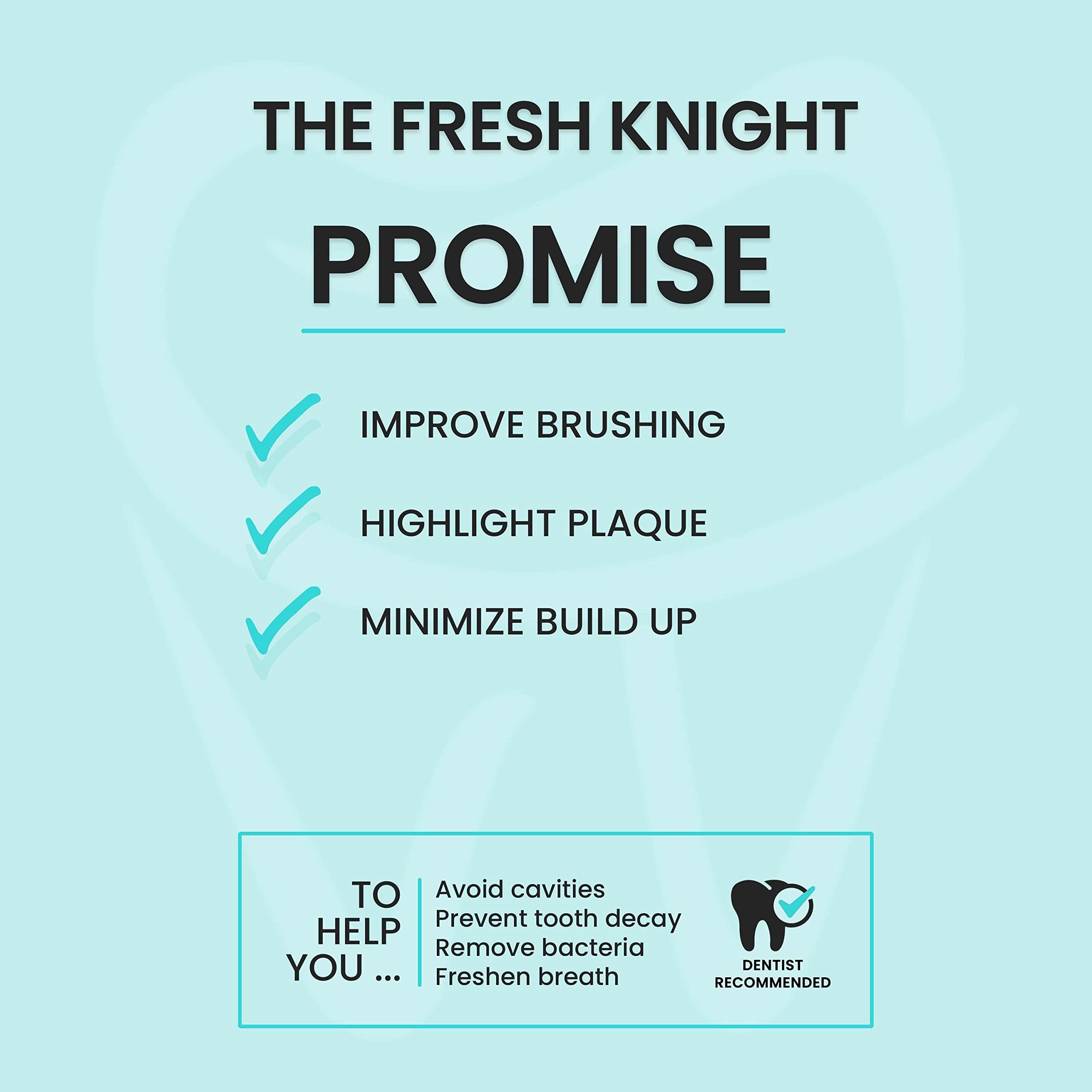 FRESH KNIGHT Plaque Disclosing Tablets for Teeth, 96 Count, Dental Disclosing Tablets for Kids or Adults, Shows Plaque, Helps Teach Kids Teeth-Brushing Habits for Clean Teeth, by Fresh Knight, Pack of (2)