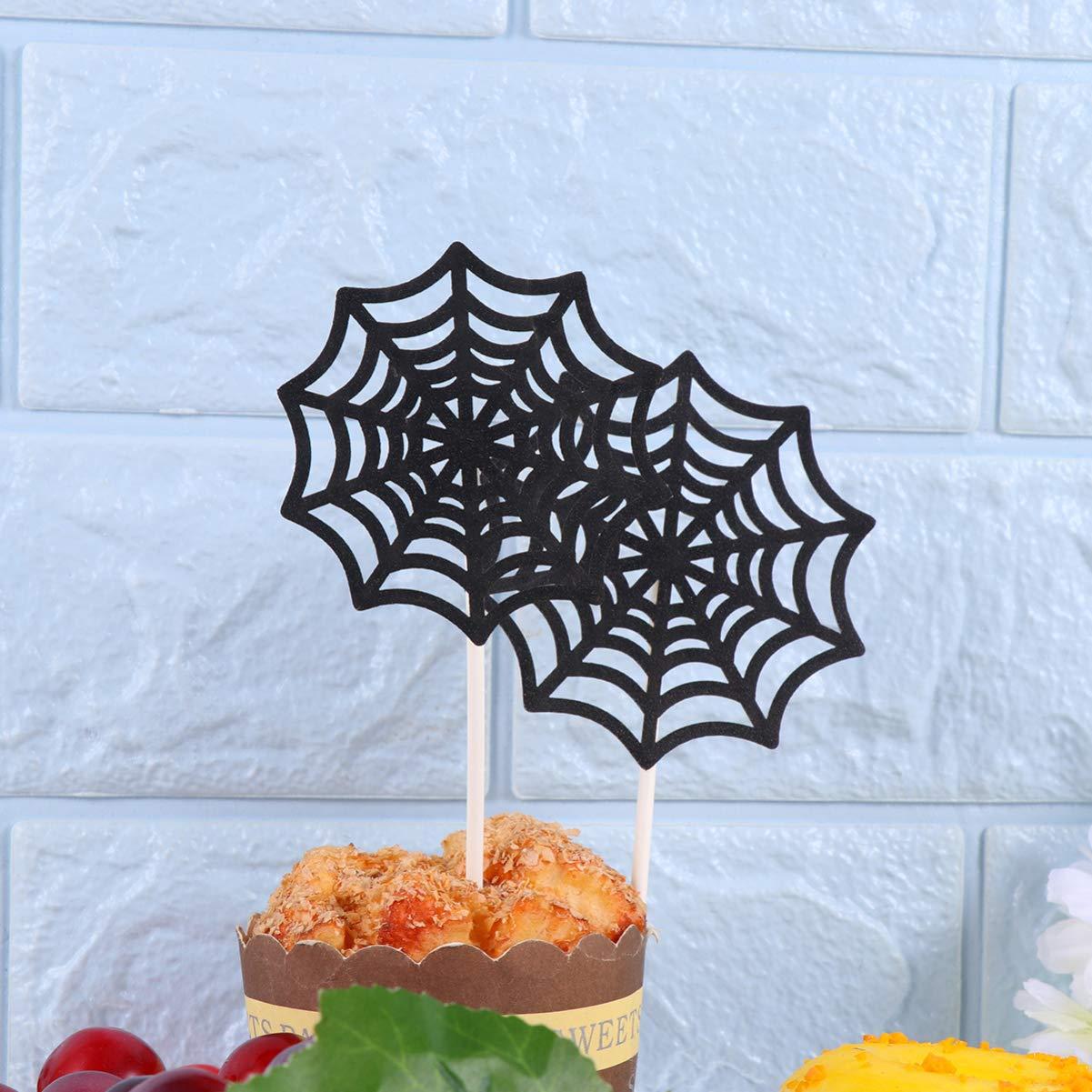 Hemoton Hemoton 12pcs Spider Web Cake Toppers,Paper Cupcake Toppers,Spider Web Cake Decorations,Spider Cake Topper Decoration,Halloween Spider Party Supplies or Wedding Festival Kids Birthday Spider Party