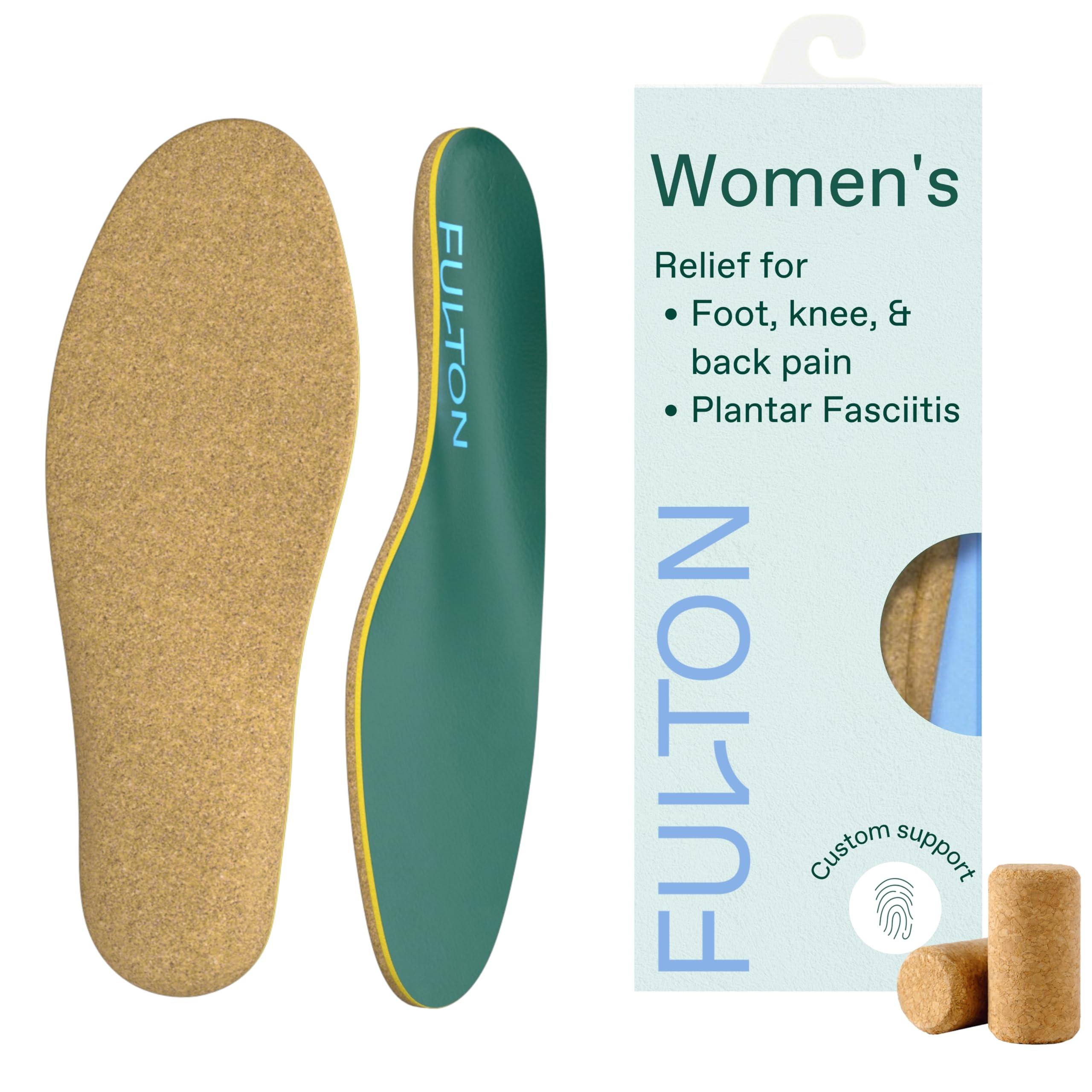 Fulton Fulton Custom Molding Cork Shoe Inserts for Women - Overpronation & Pain Relief Orthotic Insoles + Plantar Fasciitis Arch Support Inserts for Flat Feet to High Arch (Women\'s Size 10.5-11 Wide)