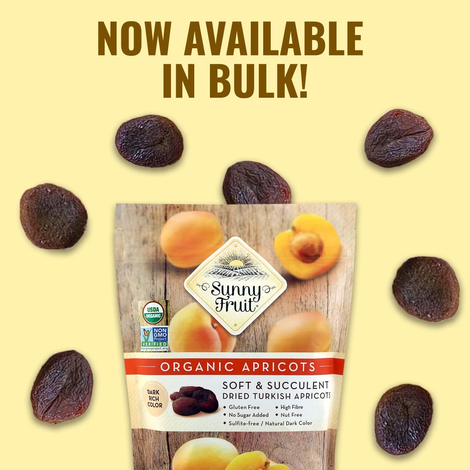 SUNNY FRUIT Sunny Fruit Soft Organic Turkish Dried Apricots, 2 Pound Bulk Bag | Healthy, Sweet Snack | ORGANIC, NON-GMO, VEGAN, HALAL, KOSHER, NO PRESERVATIVES, NO SUGAR ADDED