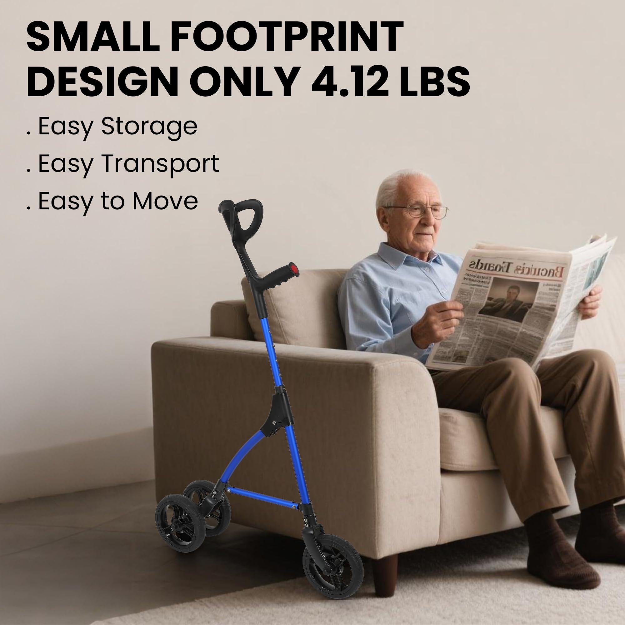 DAILYLIFE DAILYLIFE Rollator Walker for Seniors & Caregivers - Steerable Cane with 7.5" Wheels, Adjustable Height, Folding Design, Lightweight Aluminum Frame - Blue