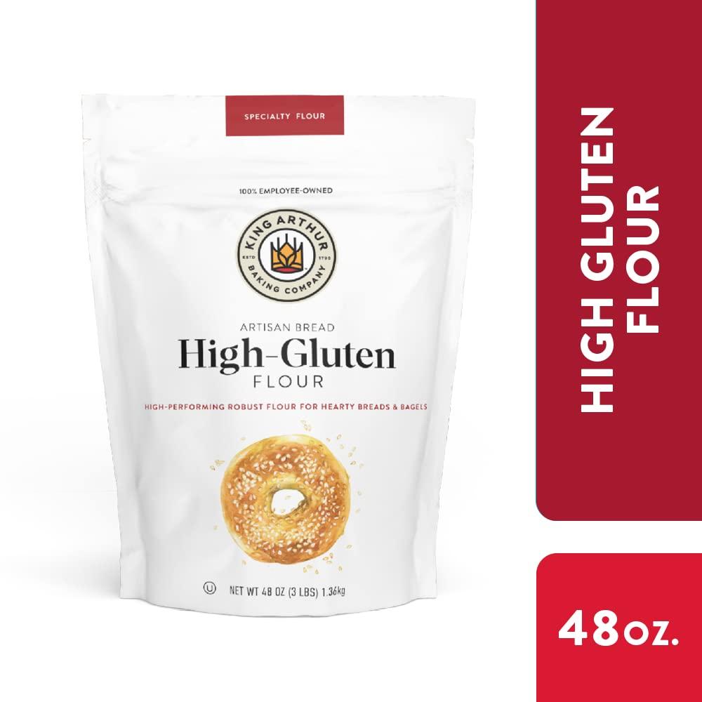 King Arthur King Arthur High Gluten Flour, Contains Wheat Flour (wheat flour, malted barley flour) High Protein, 3 lb, White, 48 Ounces