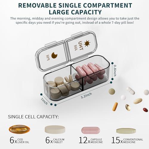 OFIDUS OFIDUS 14 Cells 2 Times a Day Weekly Pill Organizer - Moistureproof AM/PM Daily Cute Pill Box, Removable Separate Cell 14 Days Pill Case Suitable for Women Men Travel Jewelry & Everyday(Blue)