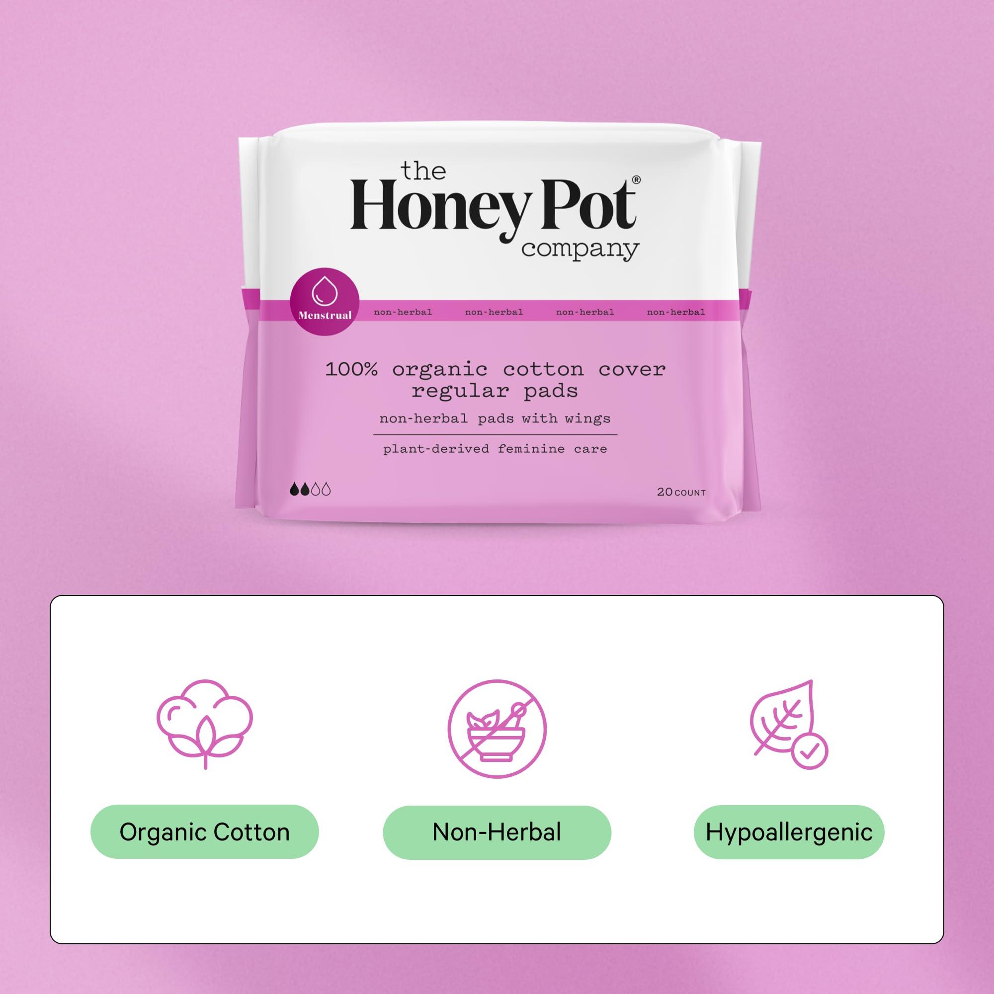 The Honey Pot Company The Honey Pot Company - Pads for Women - Non-Herbal Overnight & Regular Flow Bundle - Organic Cotton Cover & Ultra-Absorbent Pulp Core - Sanitary Pads for Women - Feminine Care - FSA & HSA Eligible