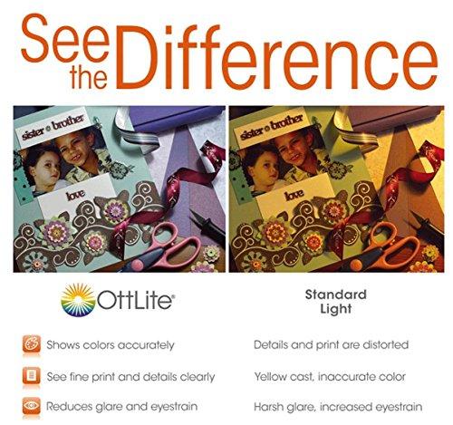 OttLite OttLite Duoflex Magnifier Lamp, 13 Watt, White – 2X Optical Grade Magnification, 5X Spot Magnifier, Flexible Neck Height, Modern Design, for Needlework & Crafting