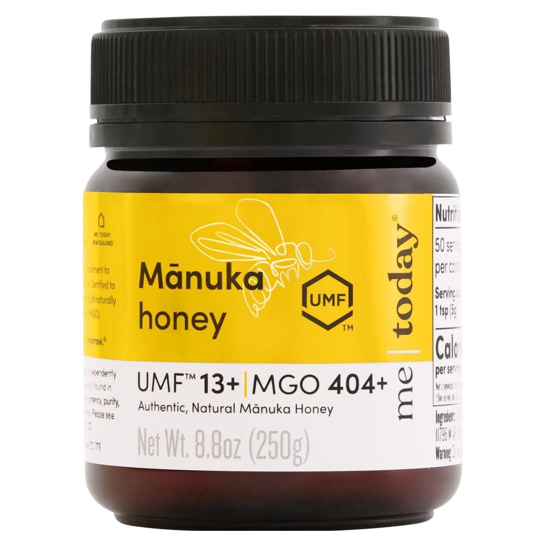 me today Me Today Manuka Honey, UMF 13+/MGO 404+ from New Zealand Authentic, Raw & Unpasteurized Honey | Raw Manuka Honey for Daily Wellness Support | Delicious Honey Crafted by Bees in 8.8oz