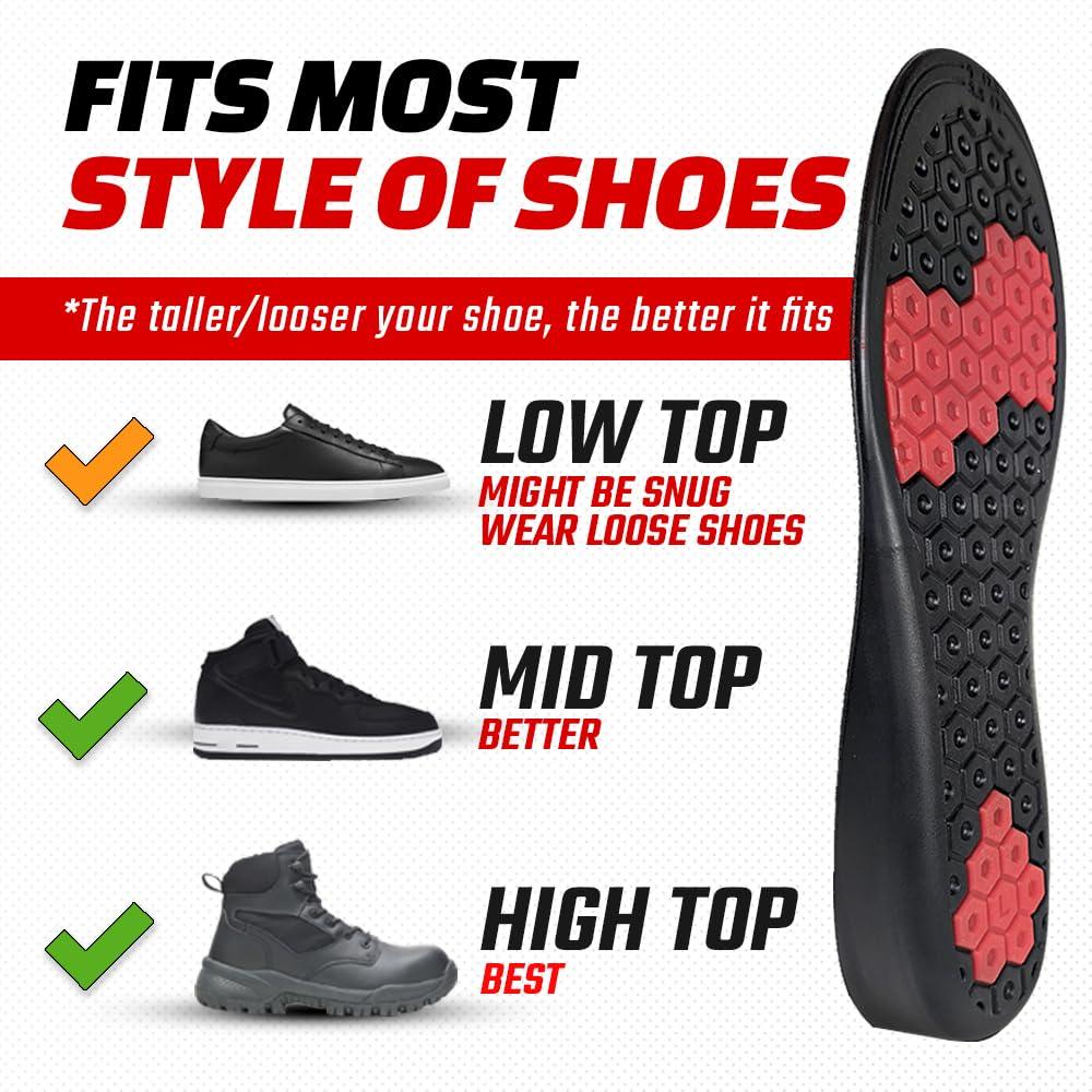 benoo Height Increase Insoles for Men (+1 inch) Shoe Lifts Men, Instant Height Boosters Insoles for Men, Trim to Fit Shoe Lift, Comfortable Shoe Leveler, Shoe Inserts for Height (Mens 8-9.5)