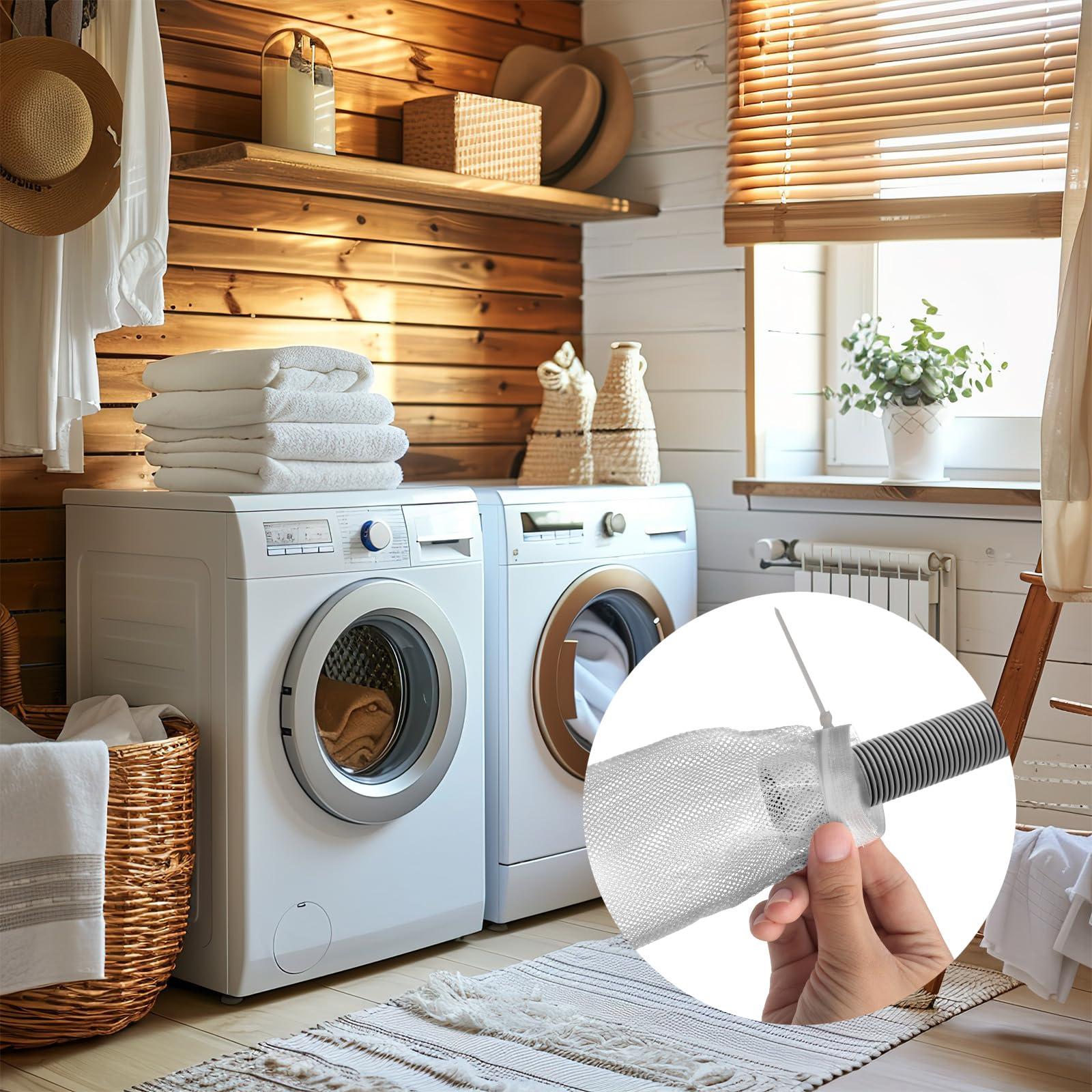 XIHIRCD 8pcs Lint Traps for Washing Machine Hose, with 24pcs Cable Ties Washer Lint Catch Nylon Mesh Lint Collector for Home Laundry Washing Machine Sink Drain Systems Hose Screen Filter (White)