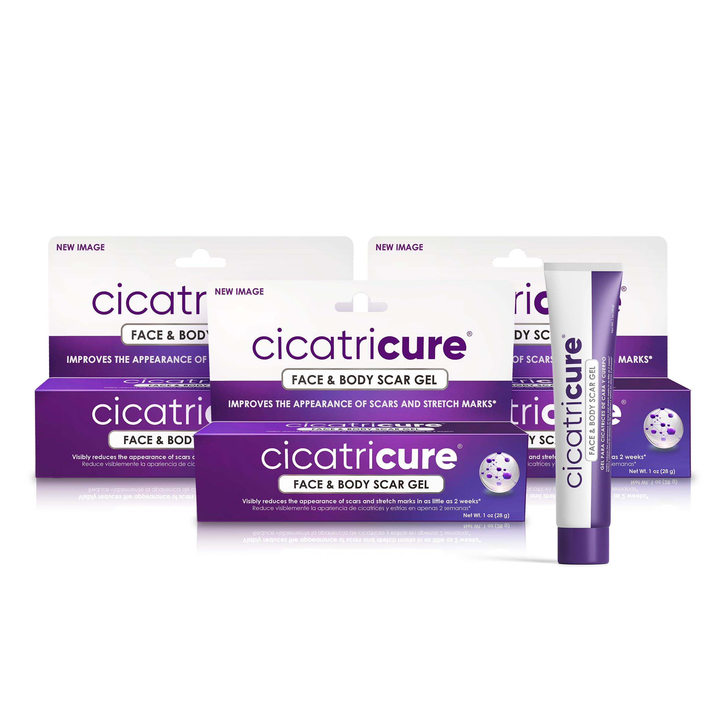 Cicatricure Cicatricure Face & Body Advanced Scar Gel, Scar Treatment for Old & New Scars, Fades Stretch Marks Away, Surgical Scars, Injuries, Burns and Acne Scar Treatment, For Adults & Kids, 1 oz (28g), 3-Pack